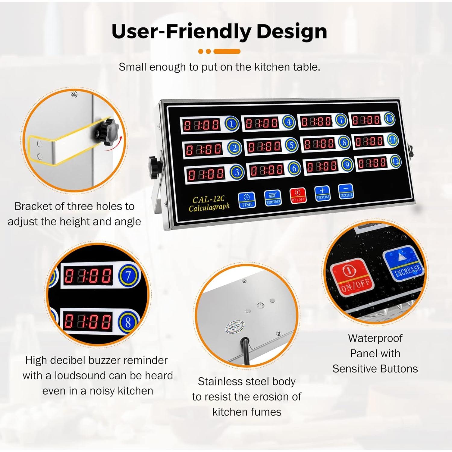 Temporizador Digital de Cocina BEAMNOVA 12 Canales Acero Inoxidable