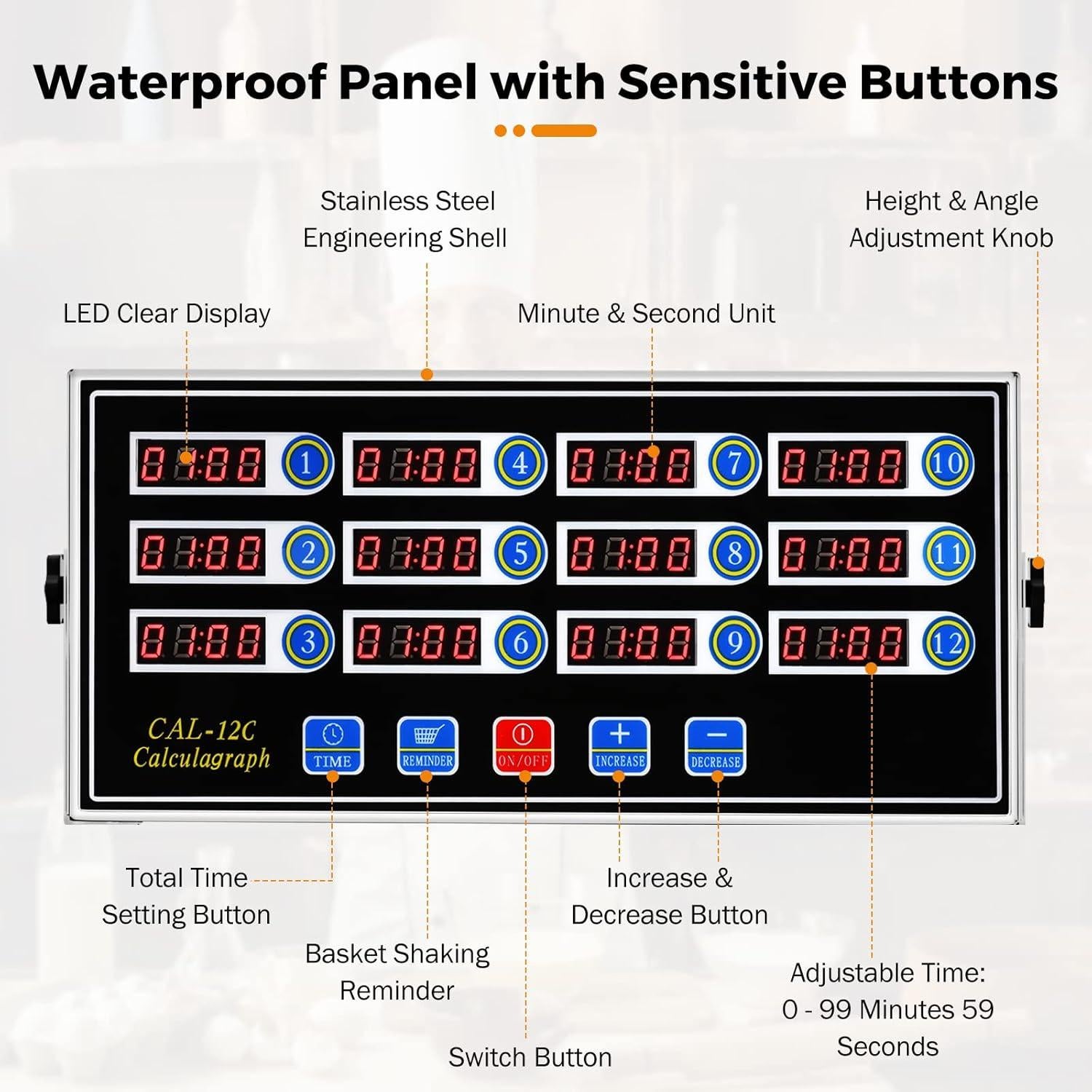 Temporizador Digital de Cocina BEAMNOVA 12 Canales Acero Inoxidable