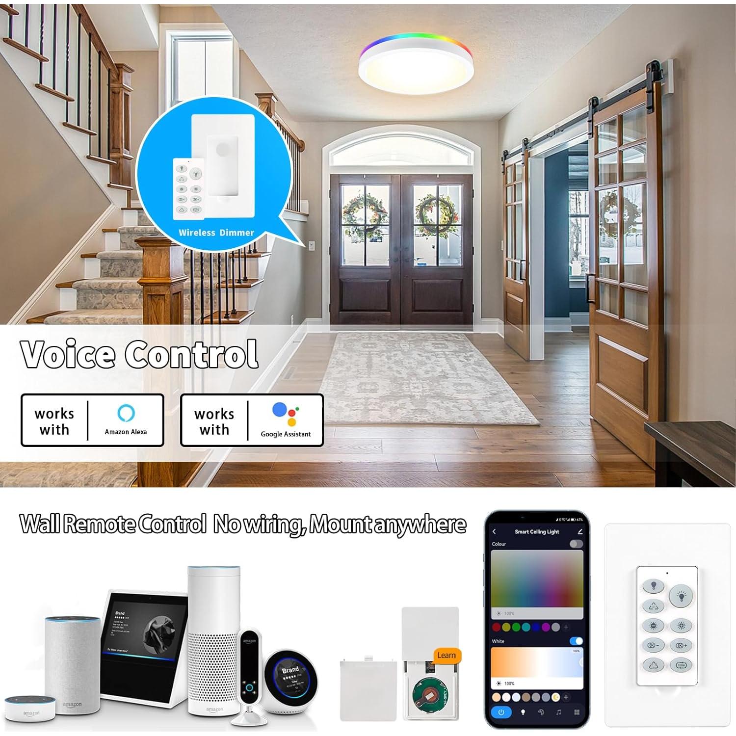 Luz de Techo LED Empotrada RGB Greenbell 30cm Regulable