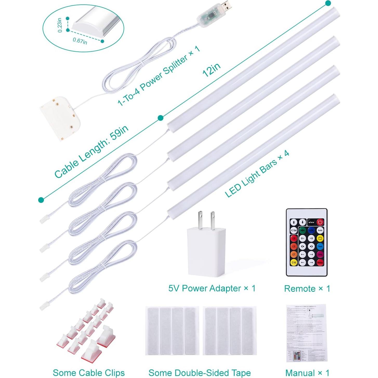Luces de Estantería RGB JUSJUBR - 4 Barras LED 30 cm