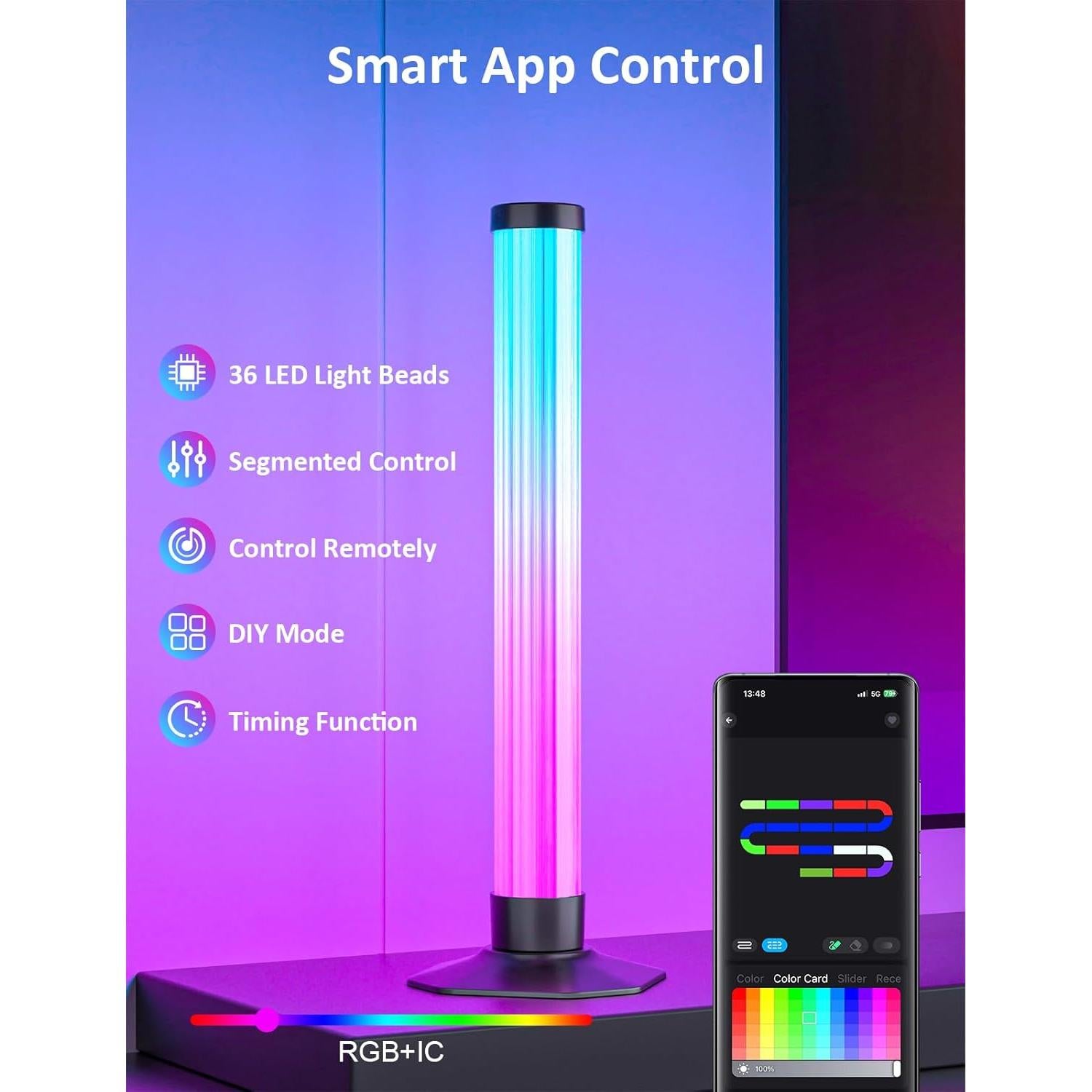 Barra de Luz LED RGB Eastfine 43 cm 360 Grados Control APP