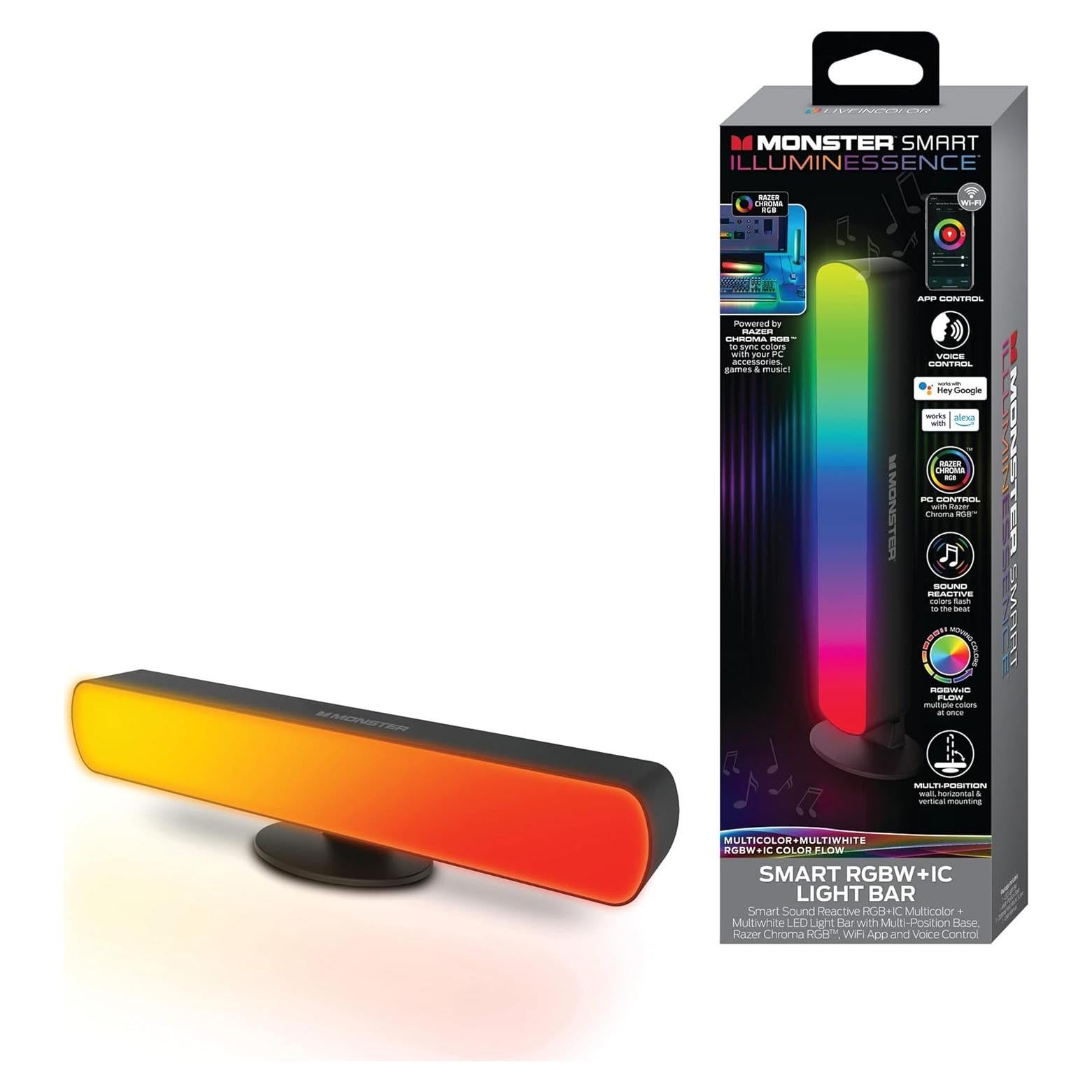 Barra de Luz LED Inteligente Monster RGB, Control por Voz, 158.76g