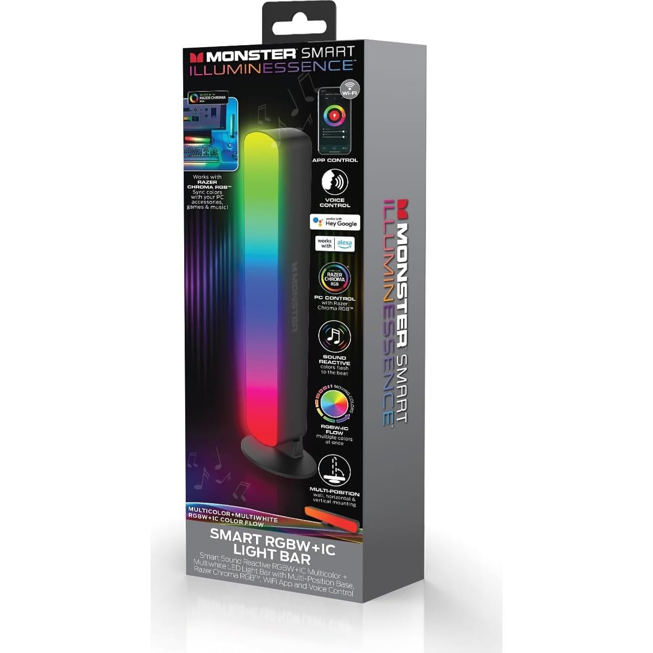 Barra de Luz LED Inteligente Monster RGB, Control por Voz, 158.76g