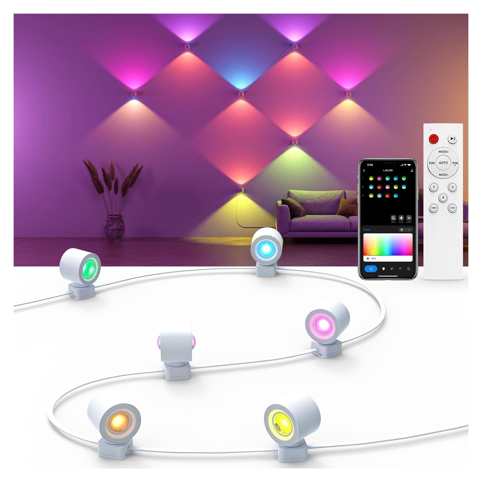 Apliques de Pared Inteligentes GRACEGLIDE RGB 7 Unidades