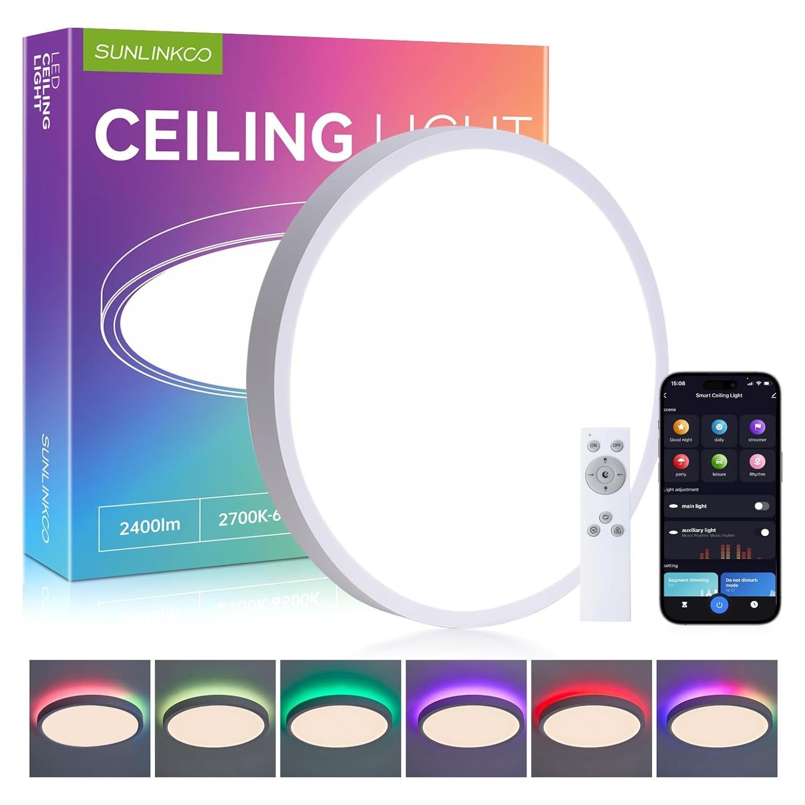 Luz de Techo LED Empotrada 30 cm SUNLINKCO RGB+IC 2400LM