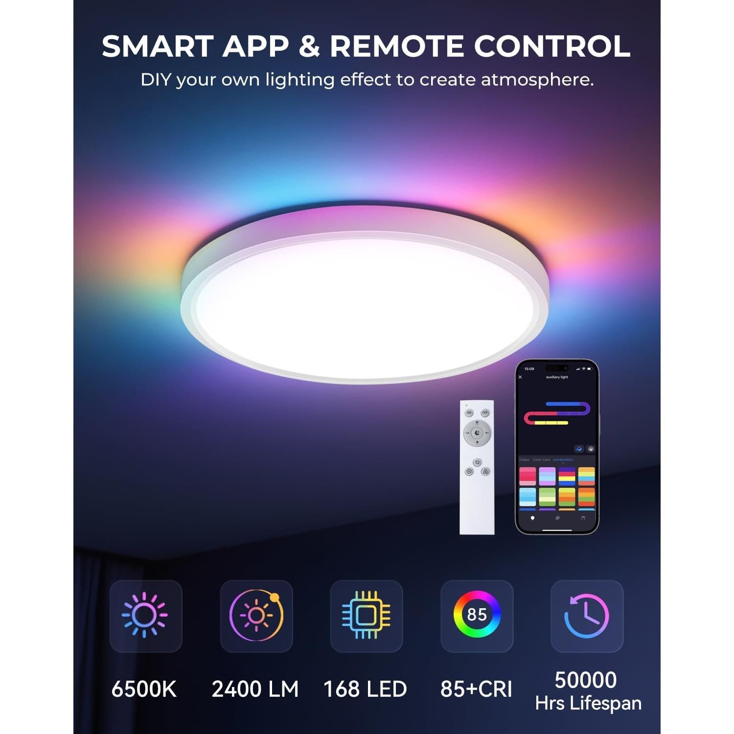 Luz de Techo LED Empotrada 30 cm SUNLINKCO RGB+IC 2400LM