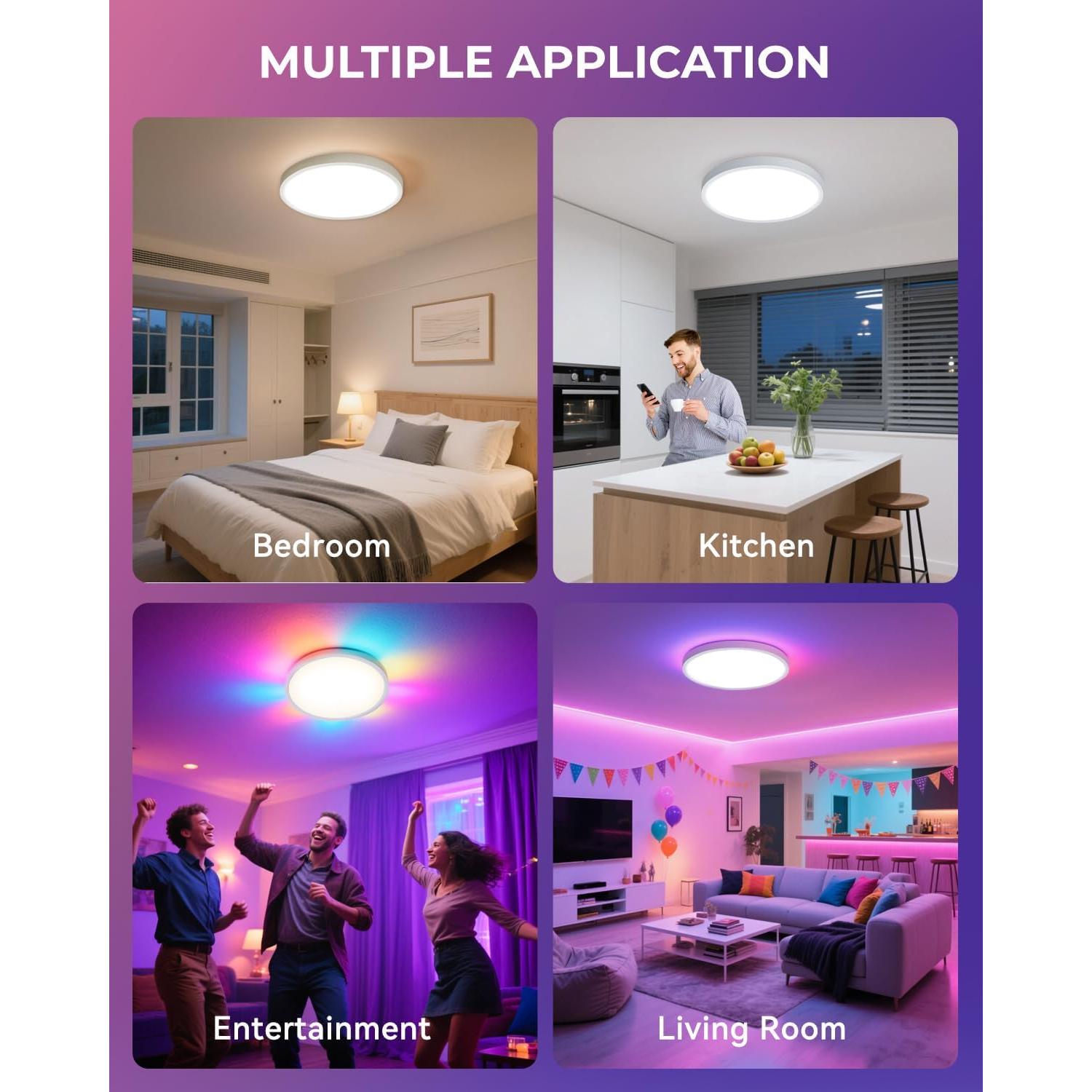 Luz de Techo LED Empotrada 30 cm SUNLINKCO RGB+IC 2400LM