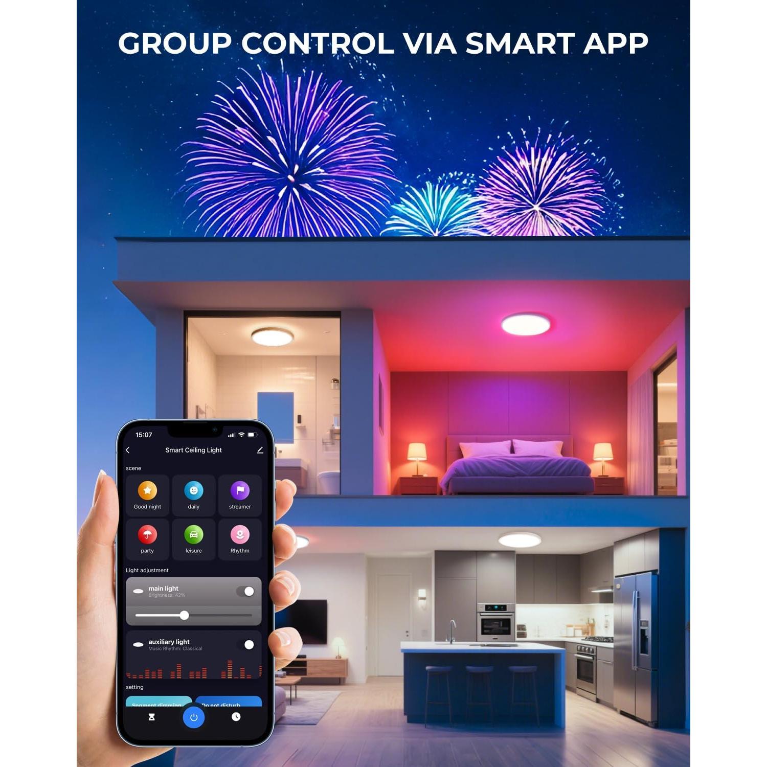 Luz de Techo LED Empotrada 30 cm SUNLINKCO RGB+IC 2400LM