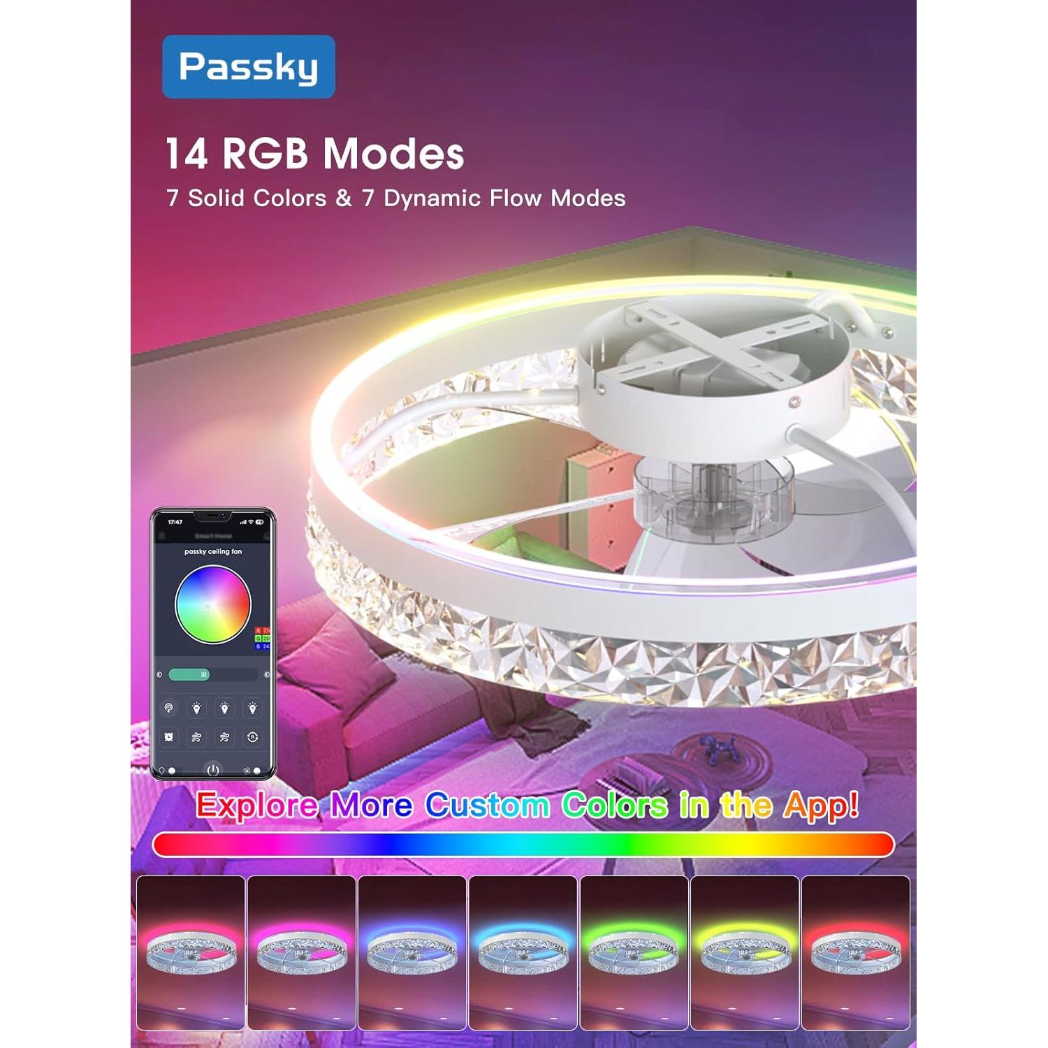 Ventilador de Techo Flush Mount Passky NFM0201082 RGB 50.8cm