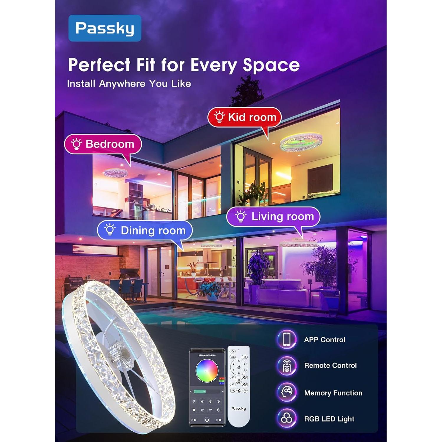 Ventilador de Techo Flush Mount Passky NFM0201082 RGB 50.8cm