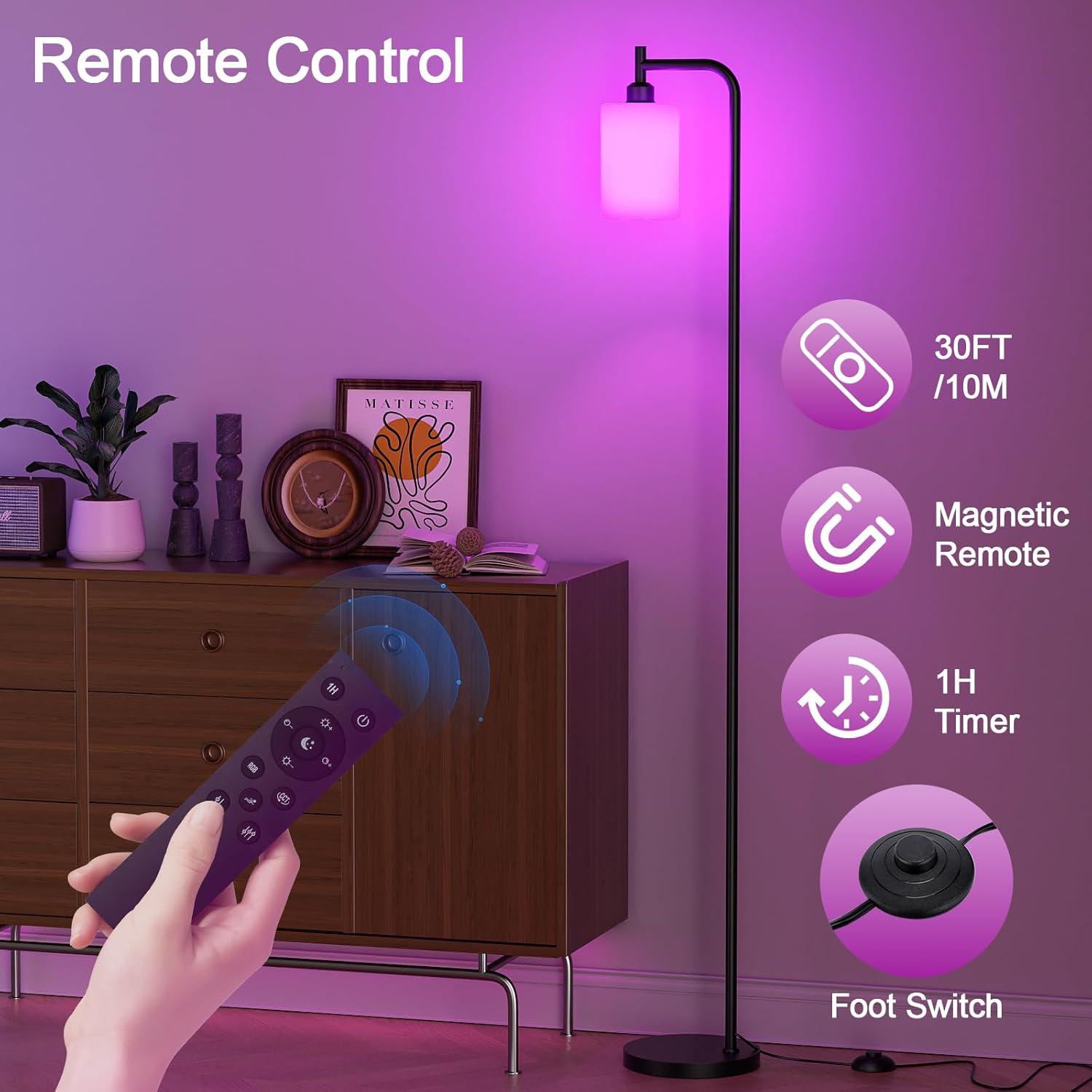 Lámpara de Piso RGB Ziisee Regulable 164 cm Control Remoto