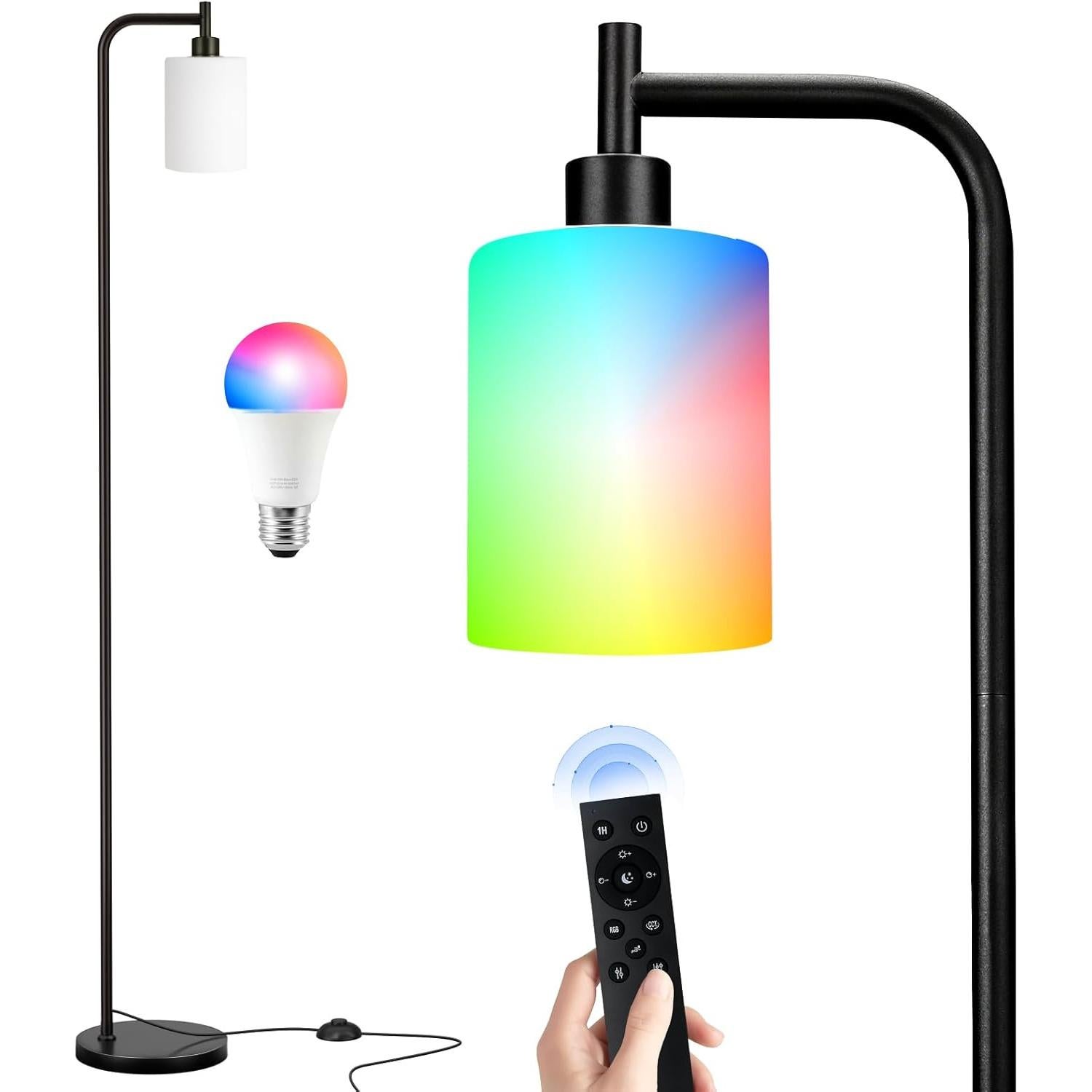 Lámpara de Piso RGB Ziisee Regulable 164 cm Control Remoto