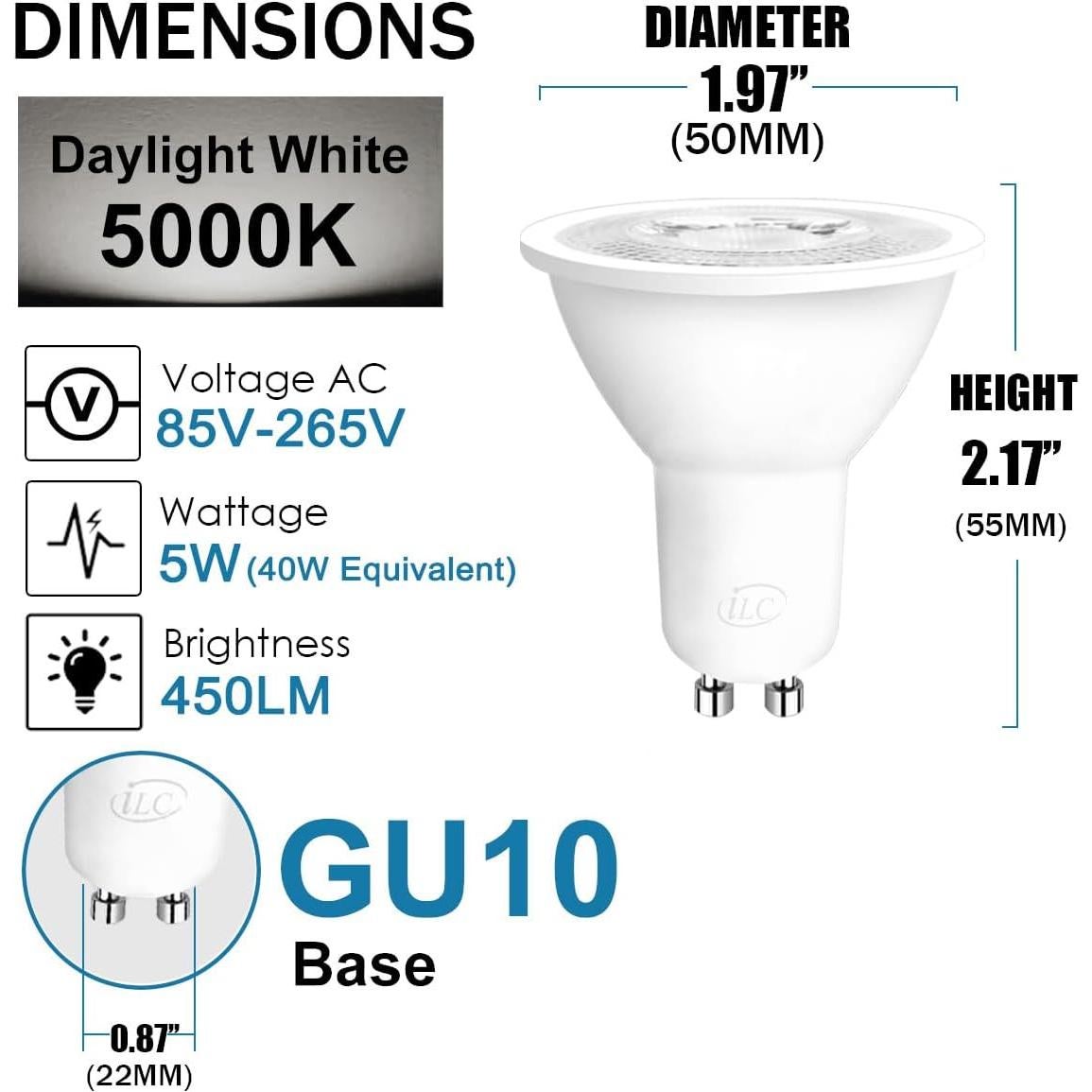 Bombilla LED RGB iLC GU10 5W 450LM 12 Colores Control Remoto