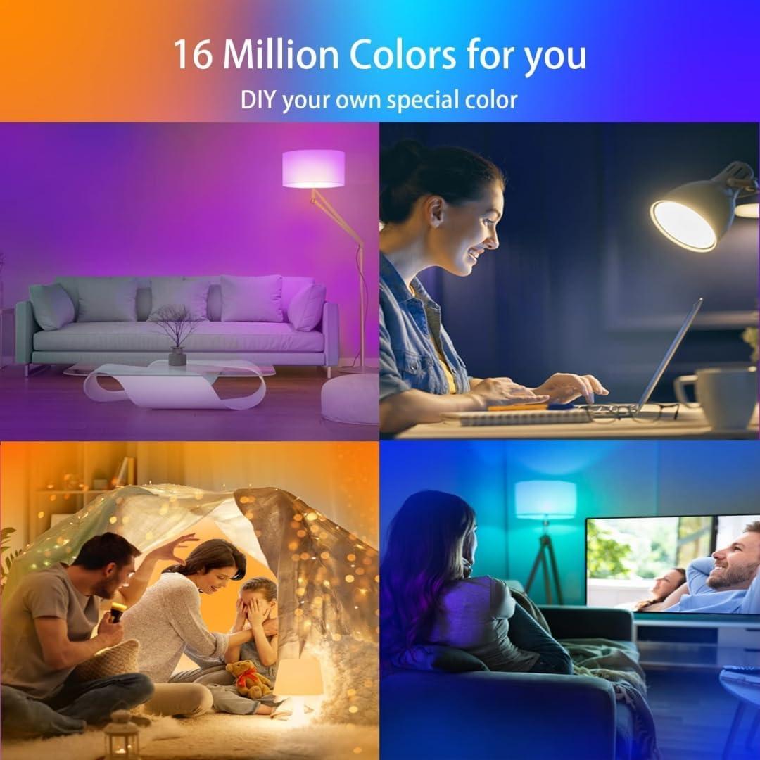 Bombillas LED Inteligentes A19 E26 9W RGB con Control BT - Paquete de 4