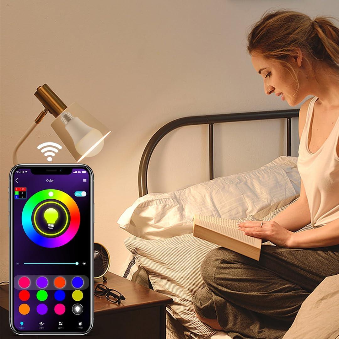 Bombillas LED Inteligentes A19 E26 9W RGB con Control BT - Paquete de 4