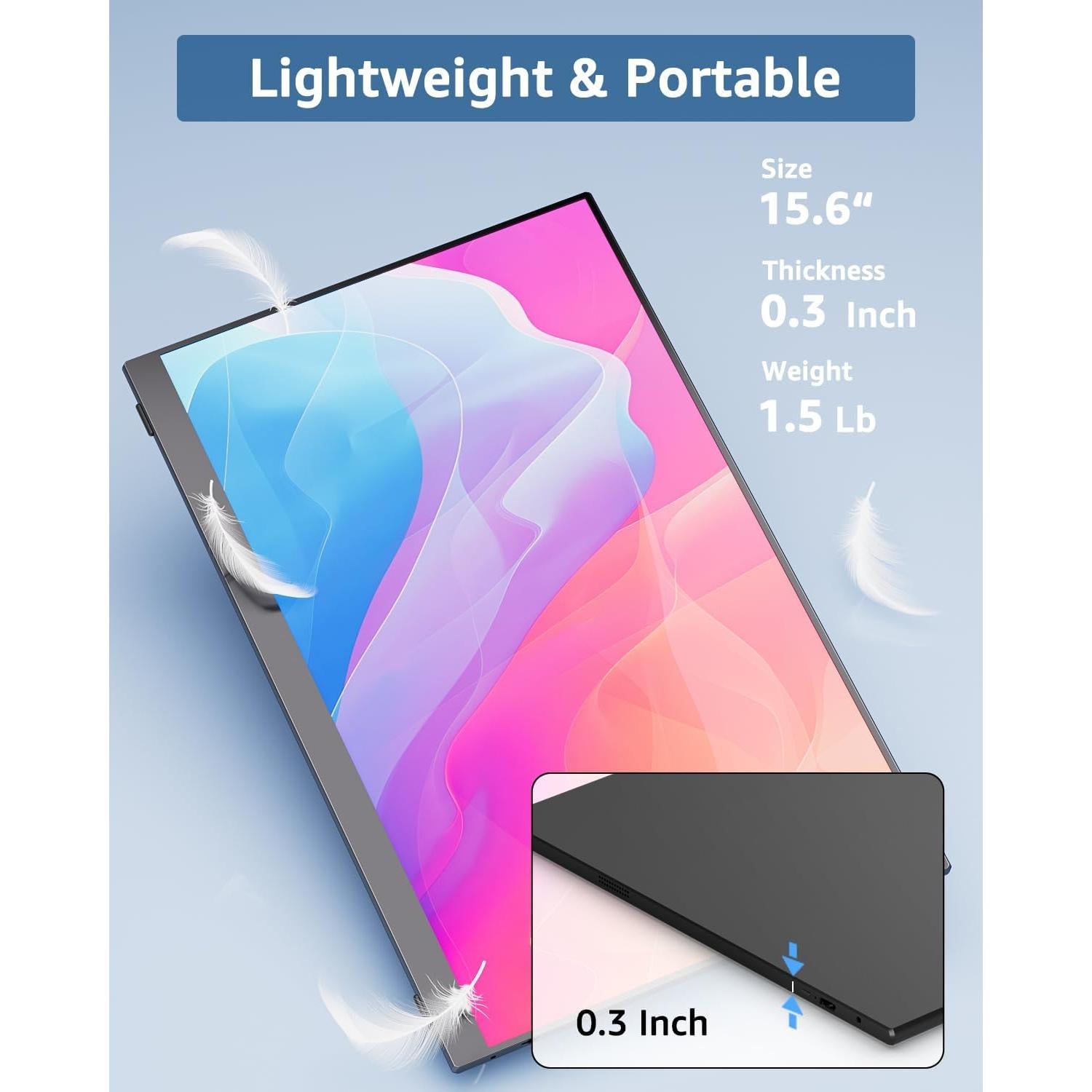 Monitor Portátil Yodoit 15.6" FHD IPS USB-C Altavoces