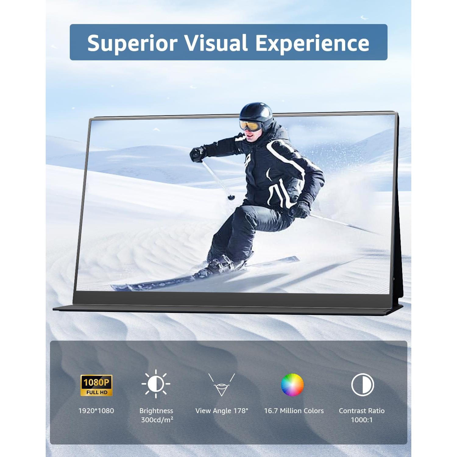 Monitor Portátil Yodoit 15.6" FHD IPS USB-C Altavoces