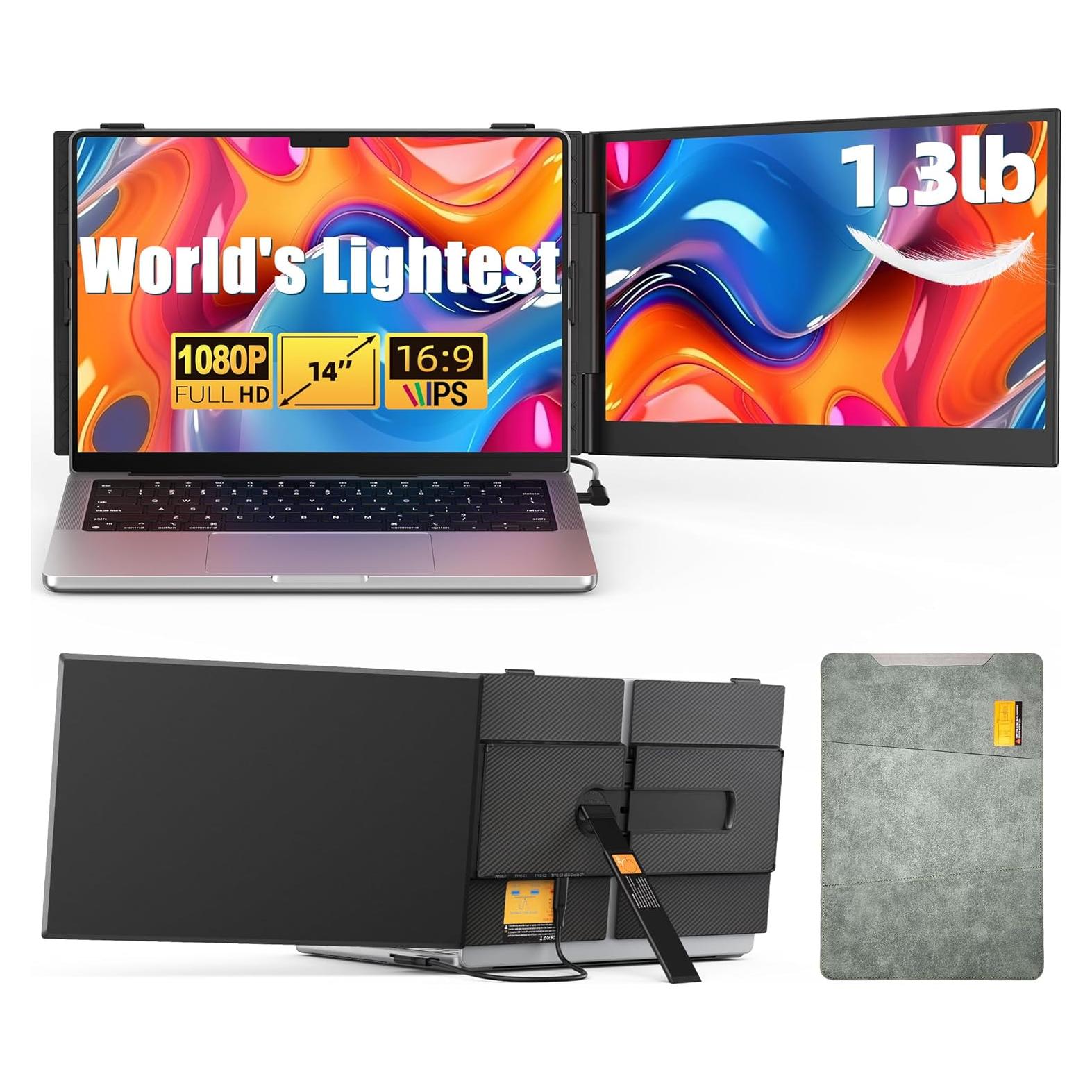 Extensor de Pantalla Doble BreezyLife S8 14" FHD 1080P USB-C/HDMI