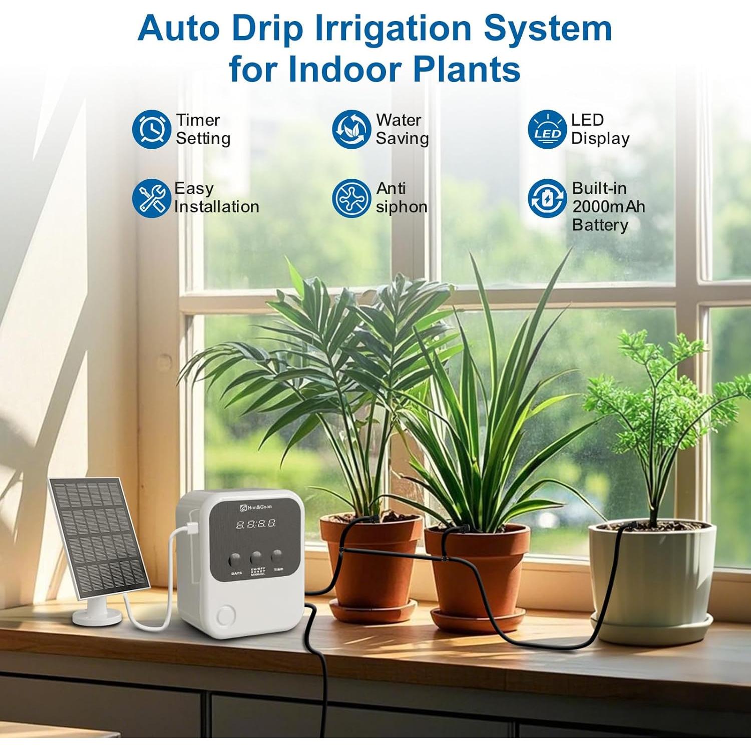 Sistema de Riego Automático Solar Hon&Guan para 15 Plantas