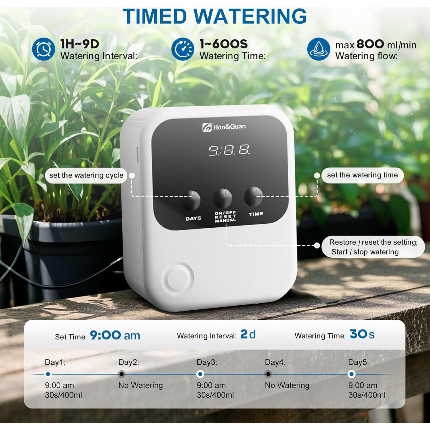 Sistema de Riego Automático Solar Hon&Guan para 15 Plantas