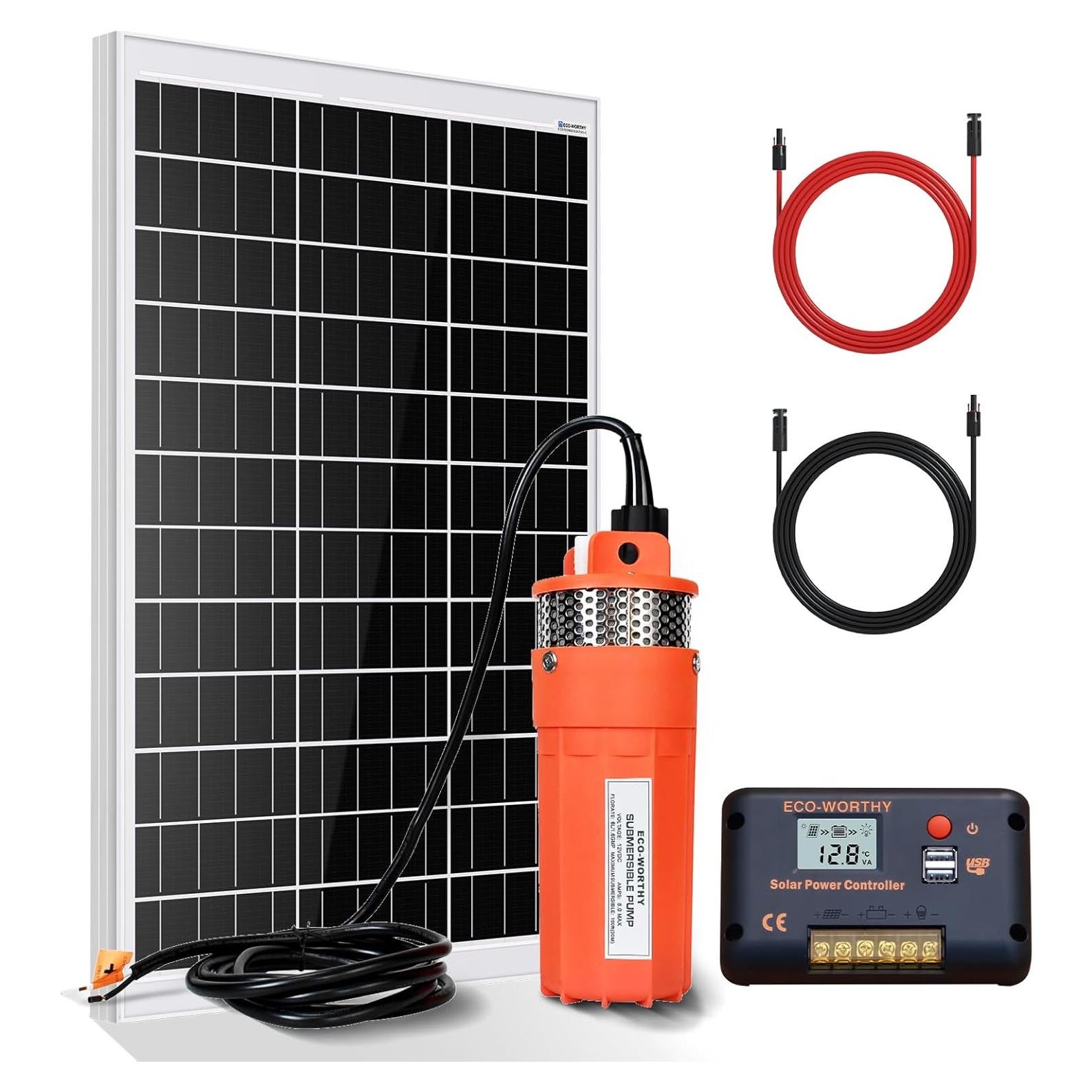 Kit de Bomba de Pozo Solar ECO-WORTHY 100W 12V 6.06 L/min
