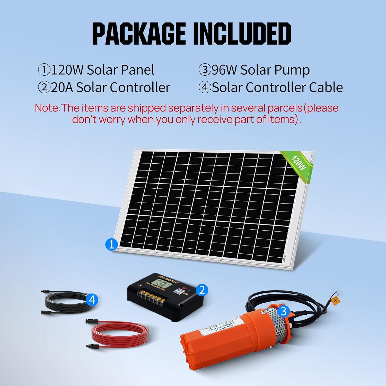 Kit de Bomba de Pozo Solar ECO-WORTHY 100W 12V 6.06 L/min