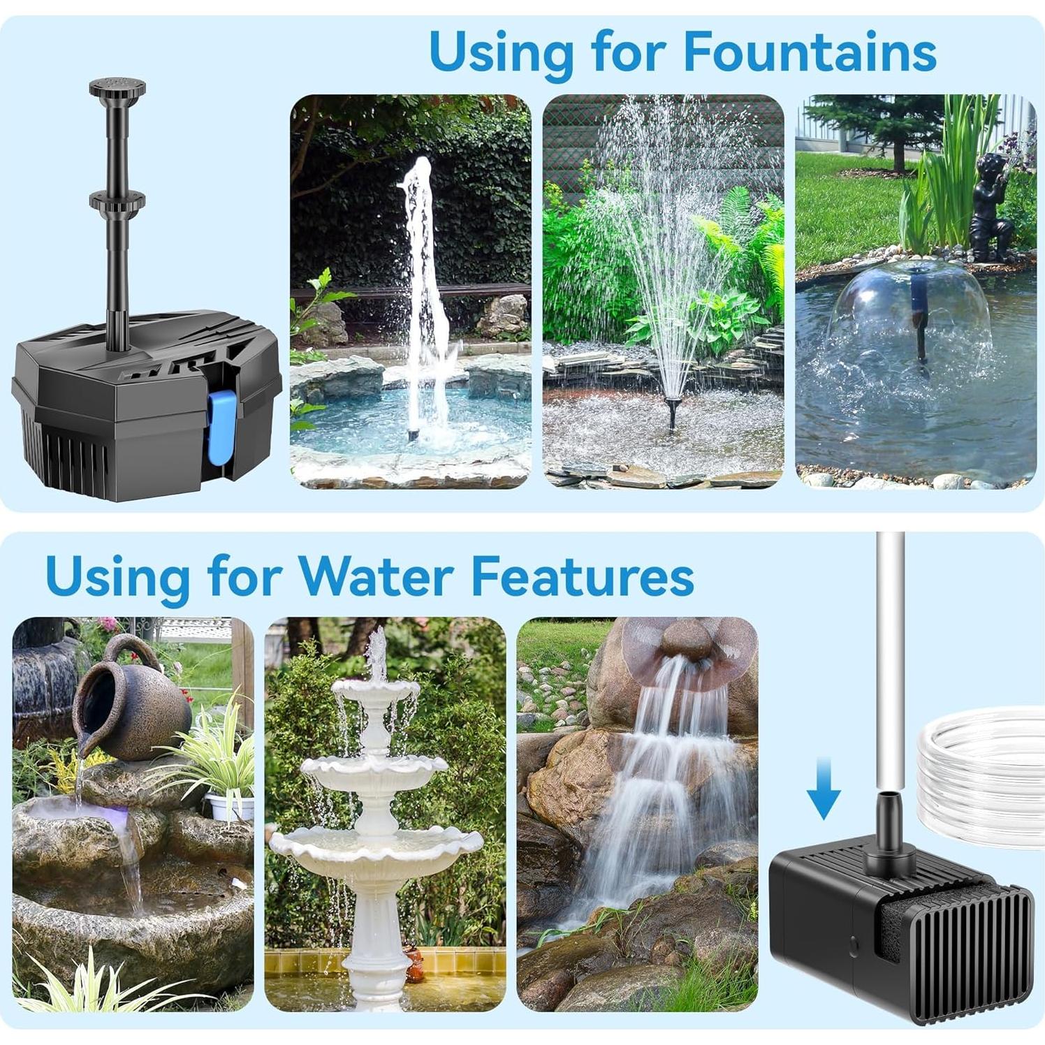 Bomba de Fuente Solar POPOSOAP 8W con Filtro y Batería 3000mAh