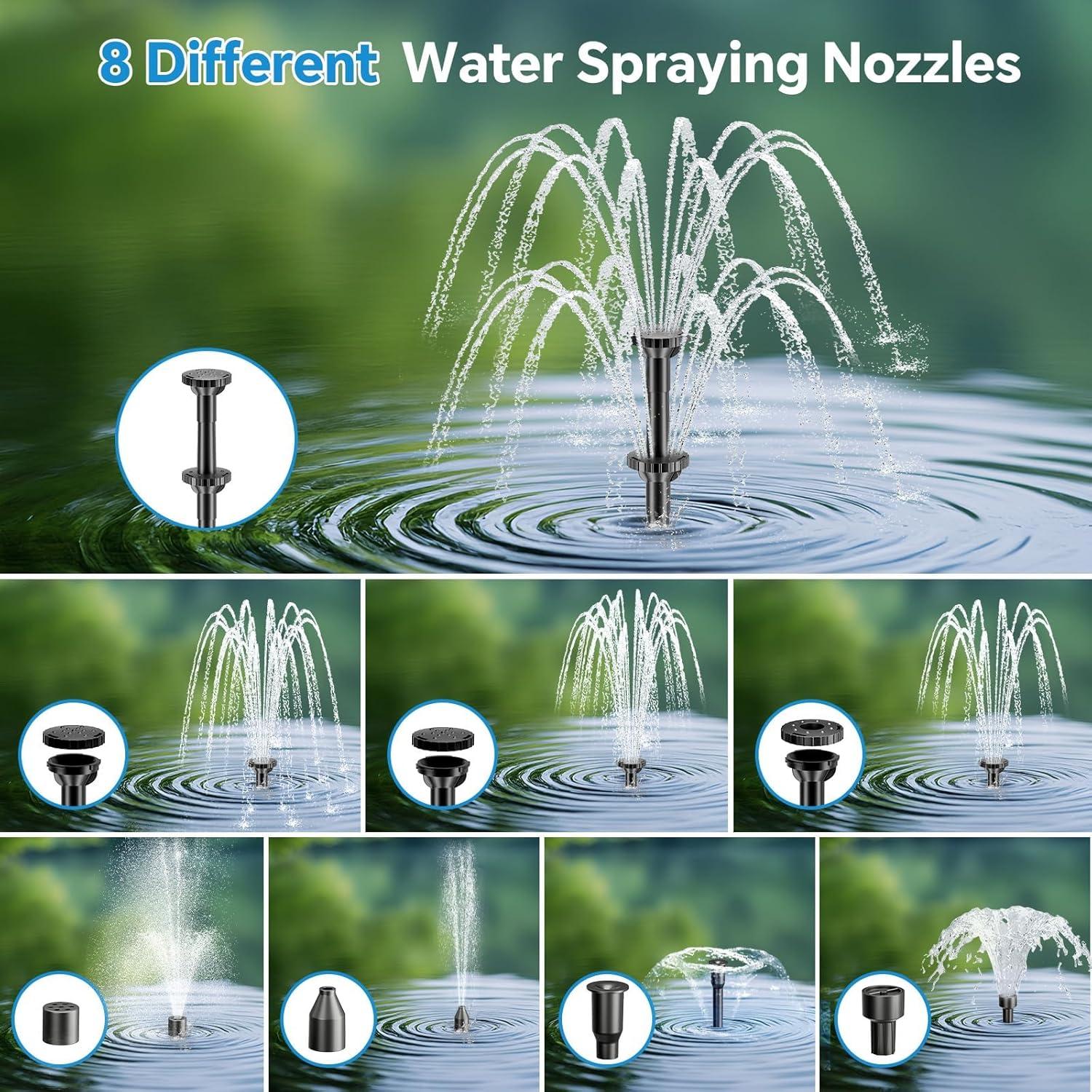 Bomba de Fuente Solar POPOSOAP 8W con Filtro y Batería 3000mAh