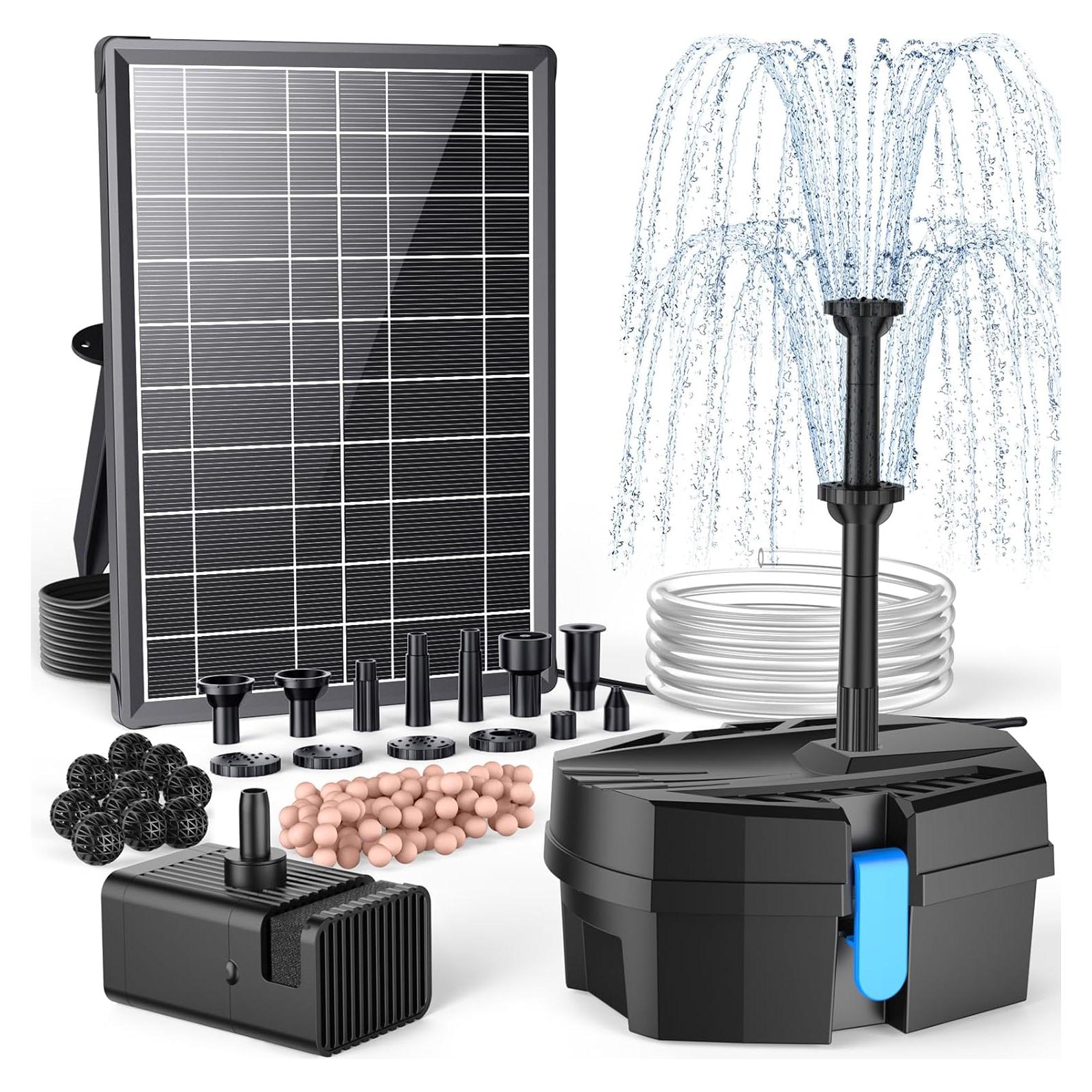 Bomba de Fuente Solar POPOSOAP 8W con Kit de Filtro para Estanque