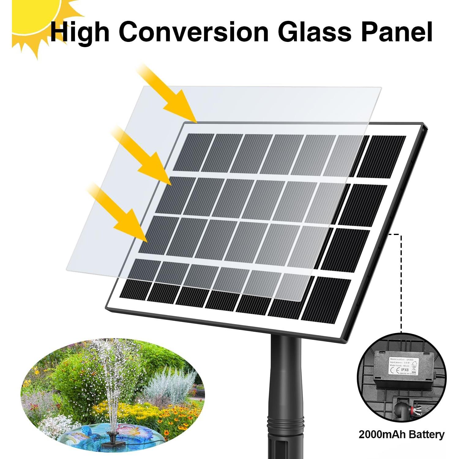 Kit de Fuente Solar JuTai 3.5W con Batería 2000mAh para Jardín