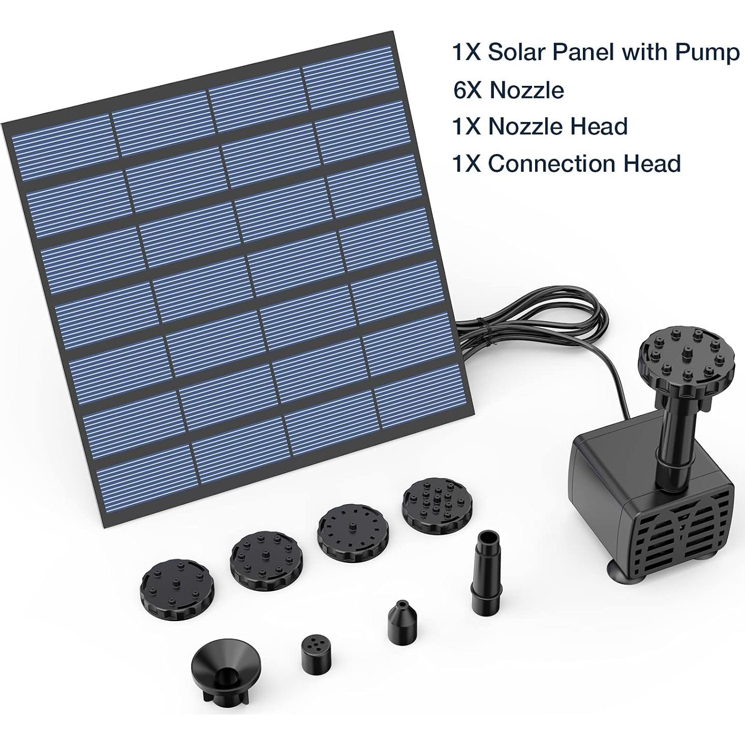 Bomba de Agua Solar AISITIN 1.5W 2PCS con 6 Boquillas