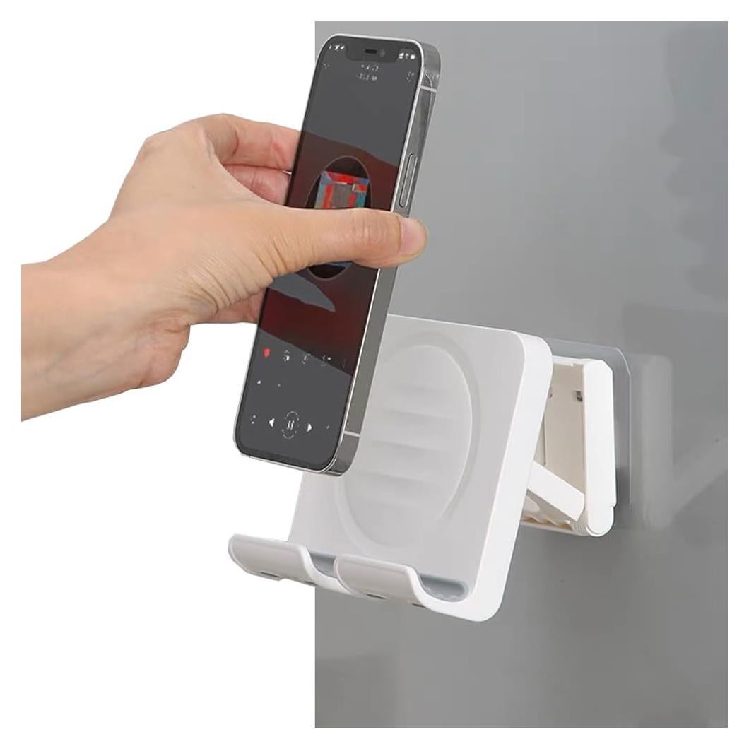 Soporte de teléfono y tableta OOLYCIO autoadhesivo blanco