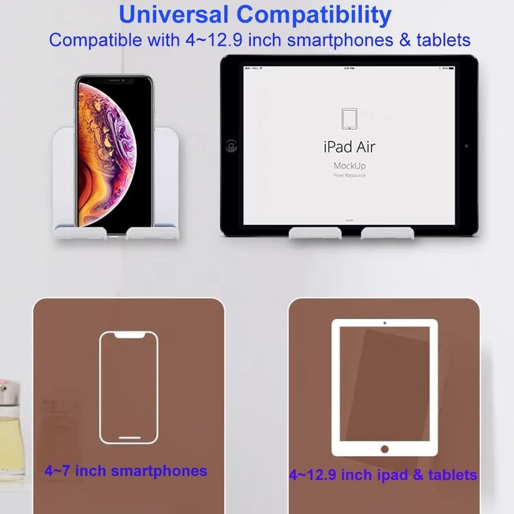 Soporte de teléfono y tableta OOLYCIO autoadhesivo blanco