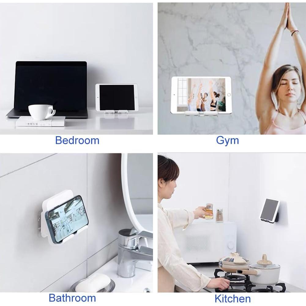 Soporte de teléfono y tableta OOLYCIO autoadhesivo blanco