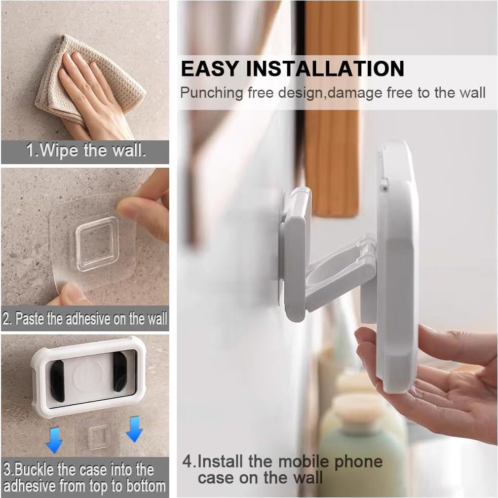 Soporte de teléfono impermeable Cymtkbr para ducha 7" blanco