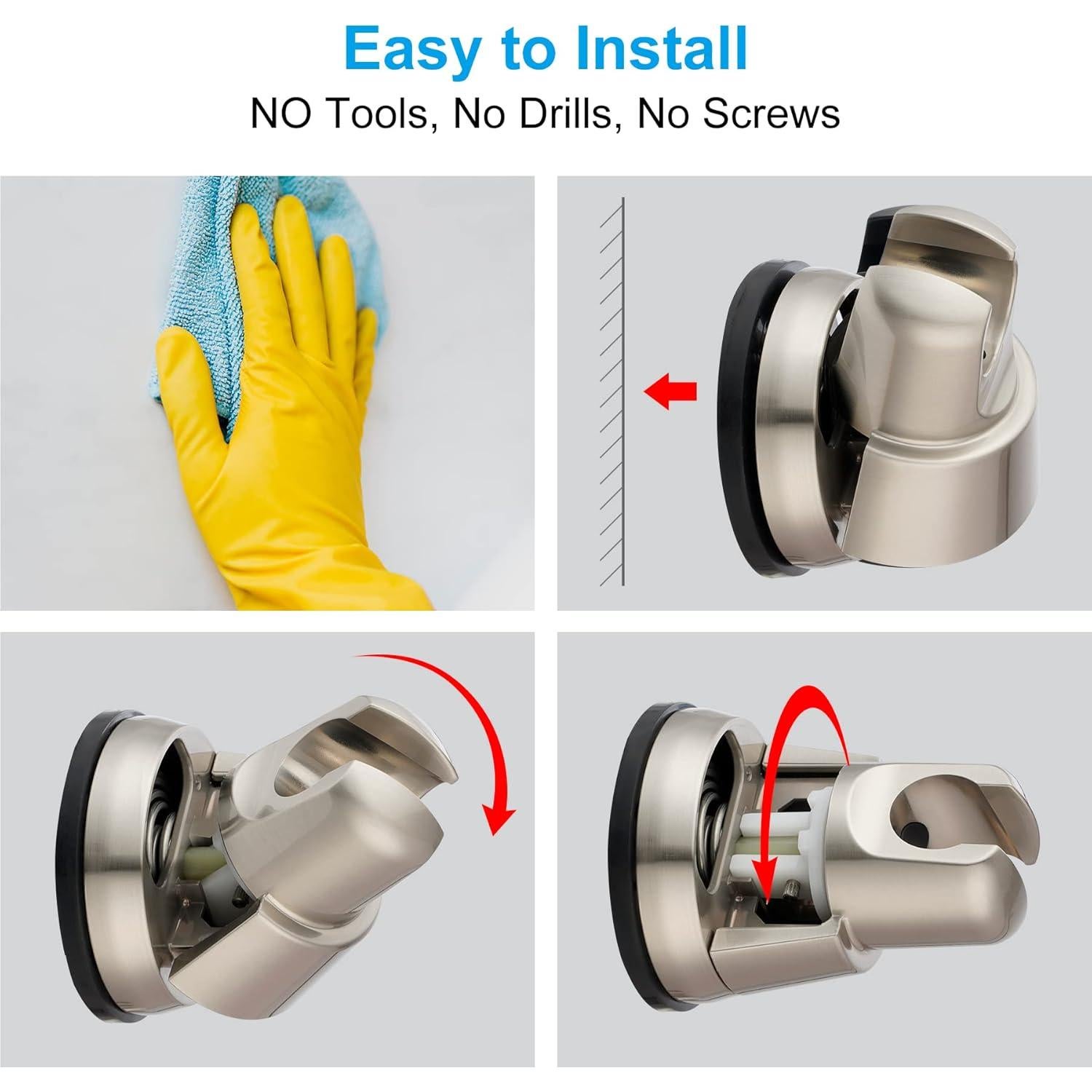 Soporte de Cabezal de Ducha Hibbent con Ventosa - 2 Unidades