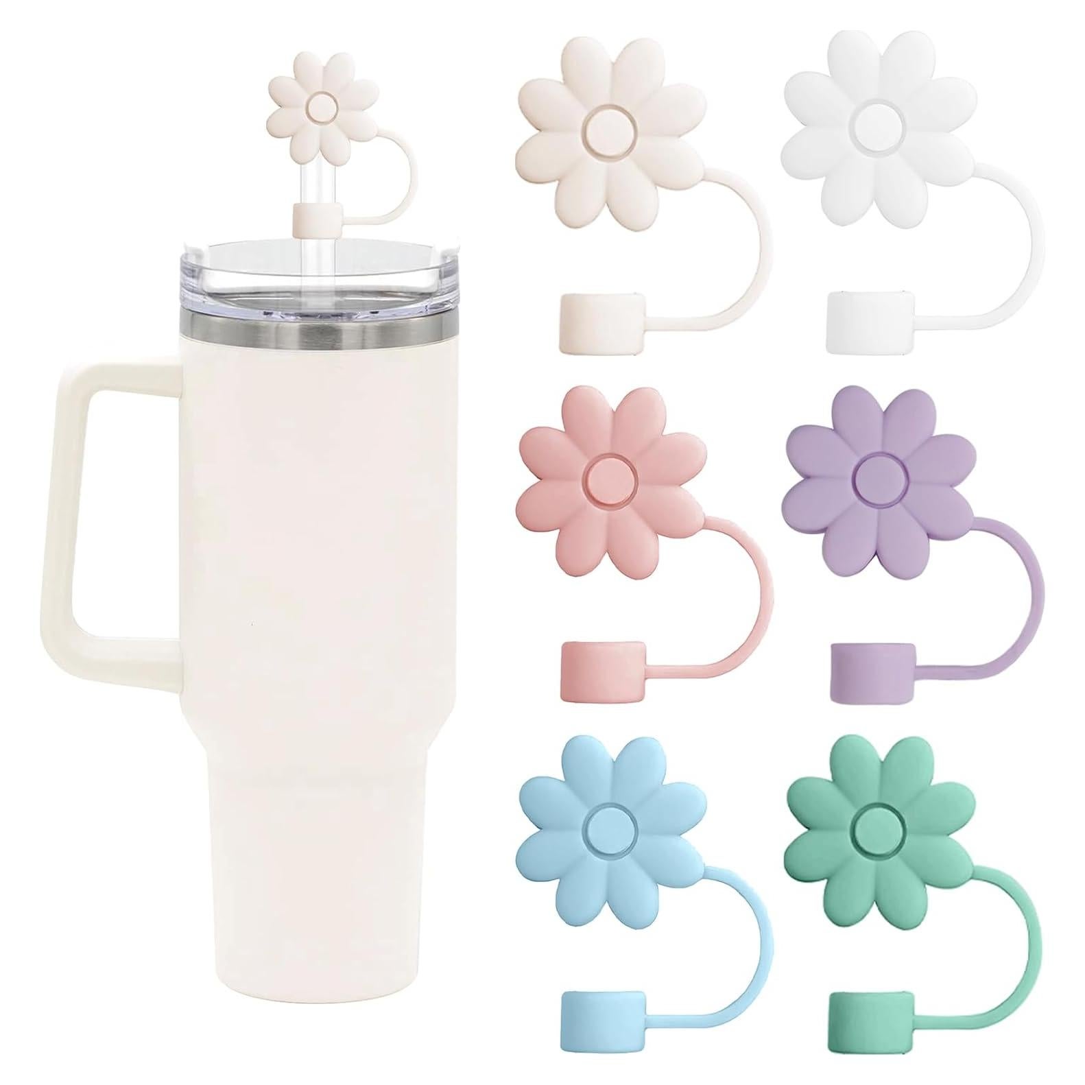 Cubiertas de Pajitas de Silicona SEMATA Flor Rosa 6PCS