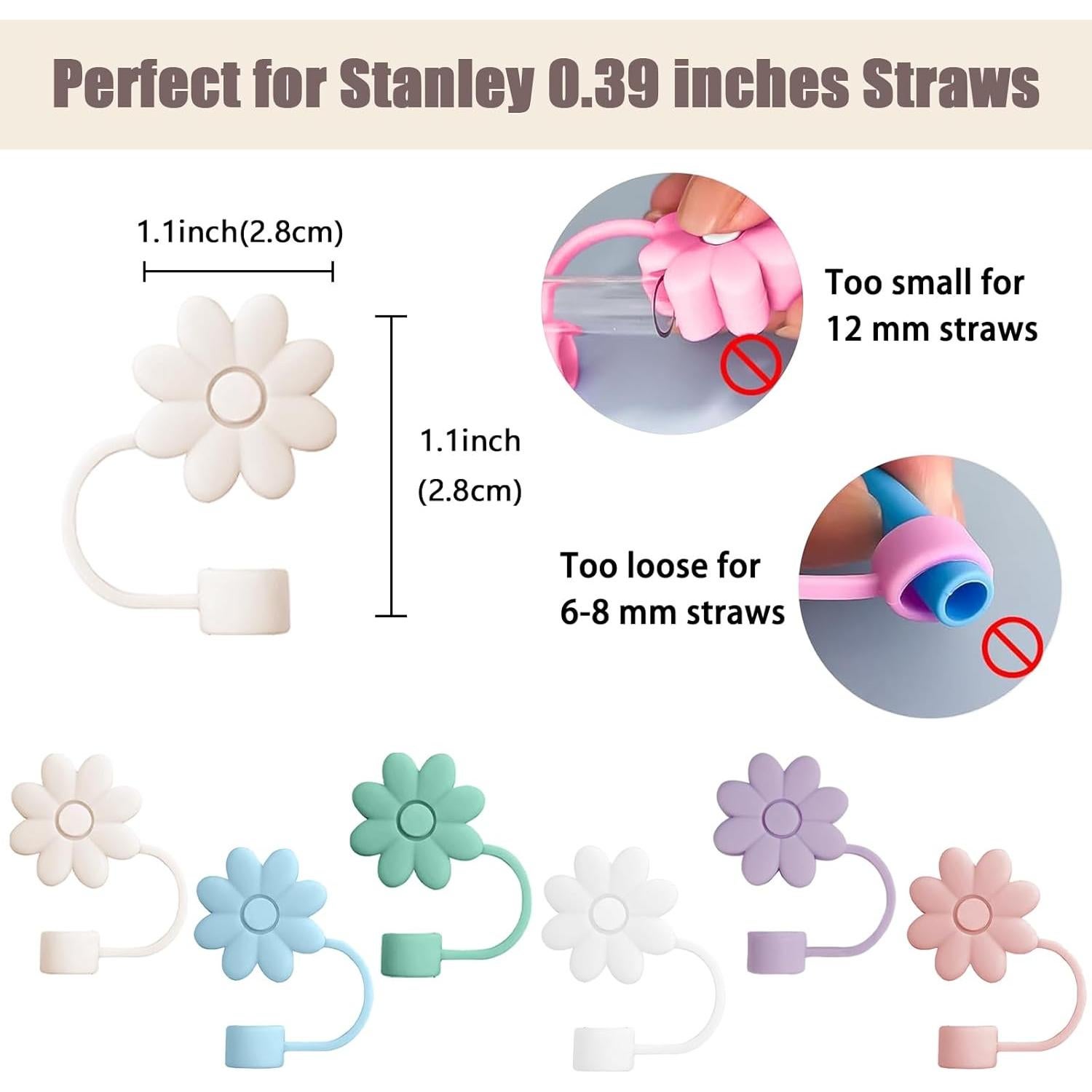 Cubiertas de Pajitas de Silicona SEMATA Flor Rosa 6PCS