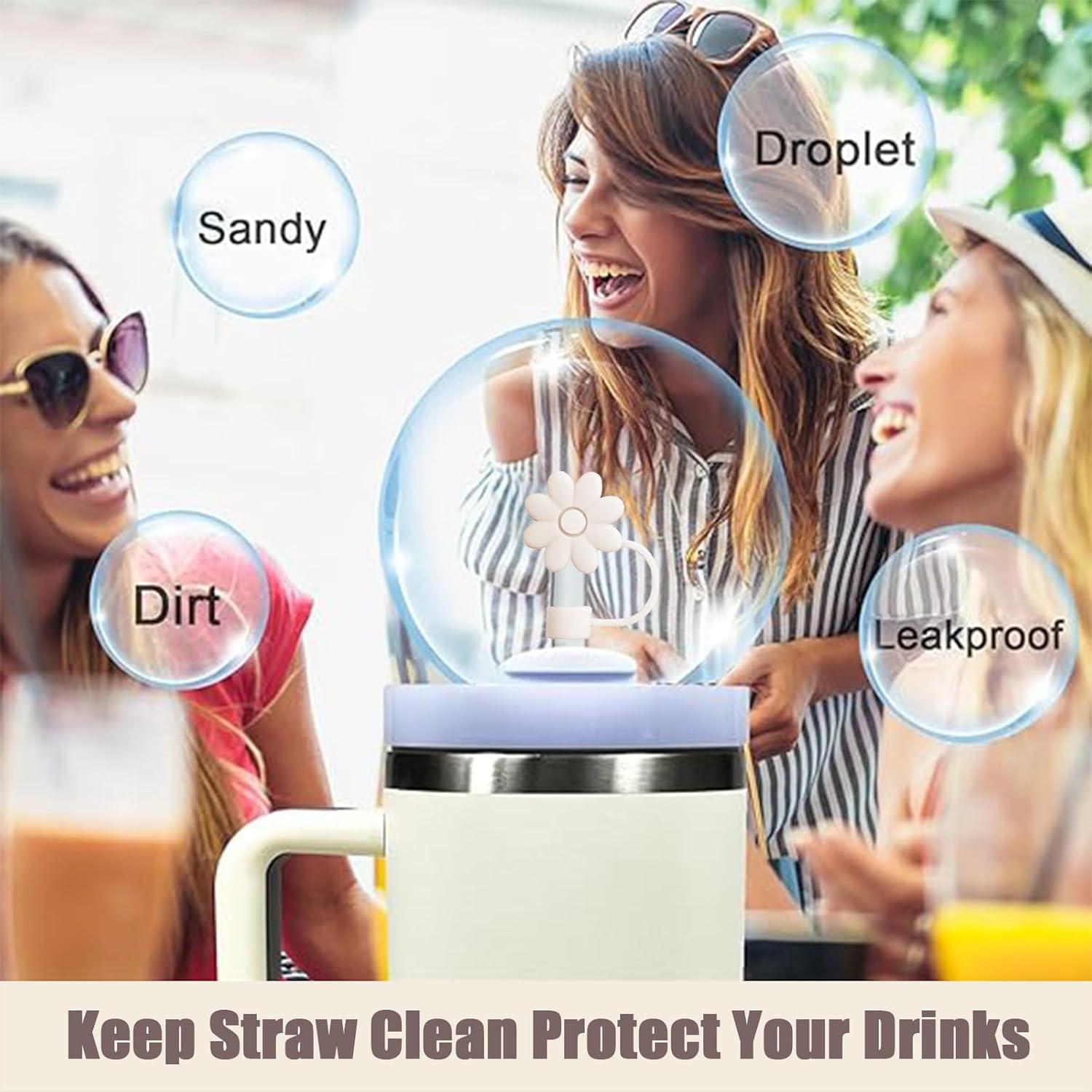 Cubiertas de Pajitas de Silicona SEMATA Flor Rosa 6PCS