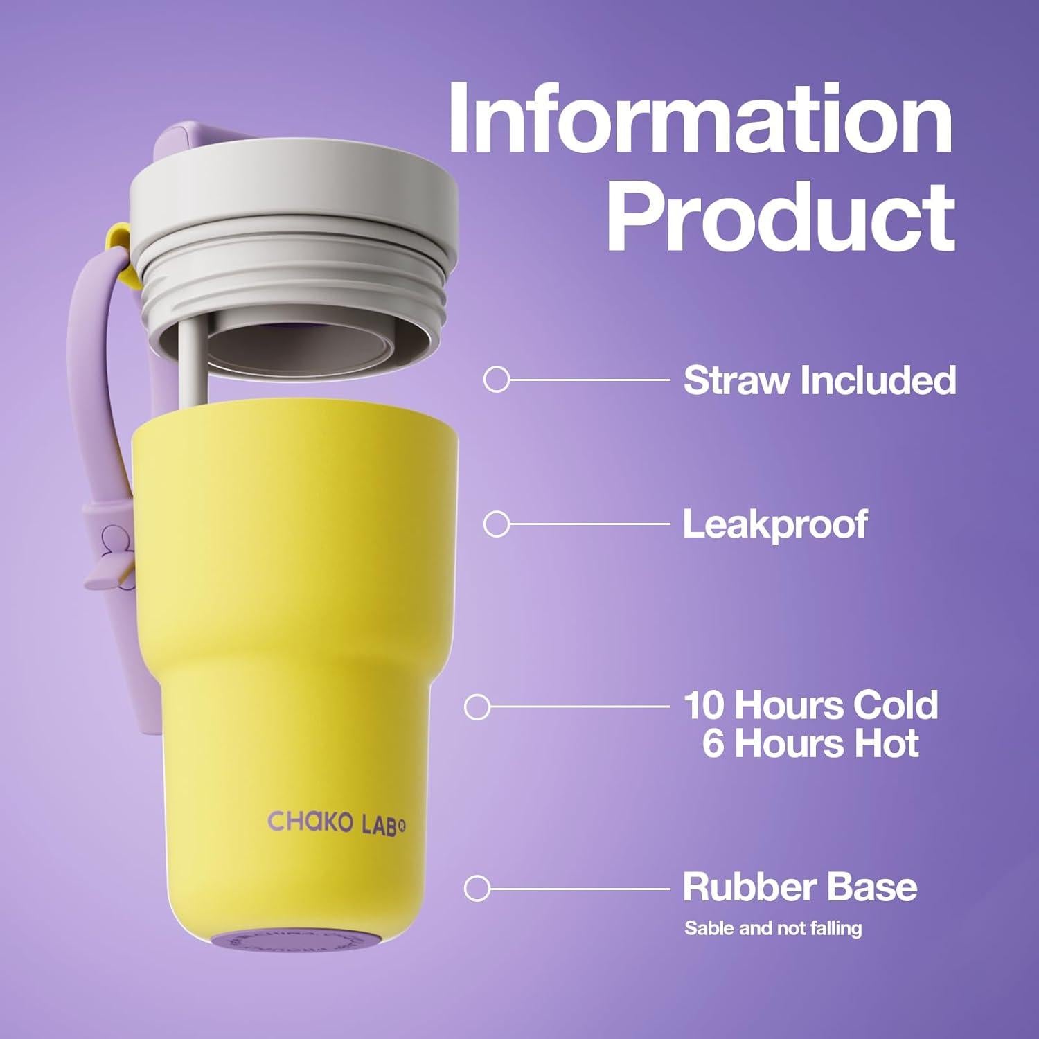 Botella de Agua Aislada CHAKO LAB 0.5 L Acero Inoxidable Limón