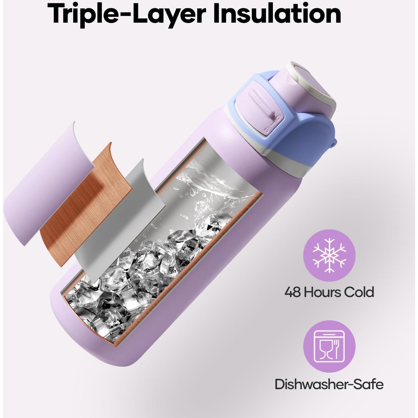 Botella de Agua Aislada BUZIO 32 oz Acero Inoxidable Púrpura