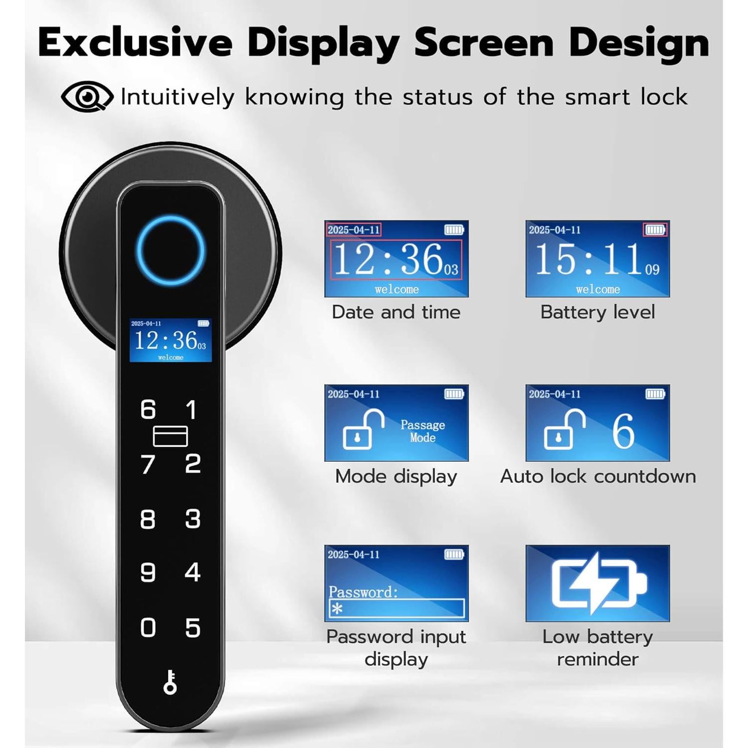 Cerradura Inteligente Anweller H1 con Huella Dactilar y Teclado - Negro