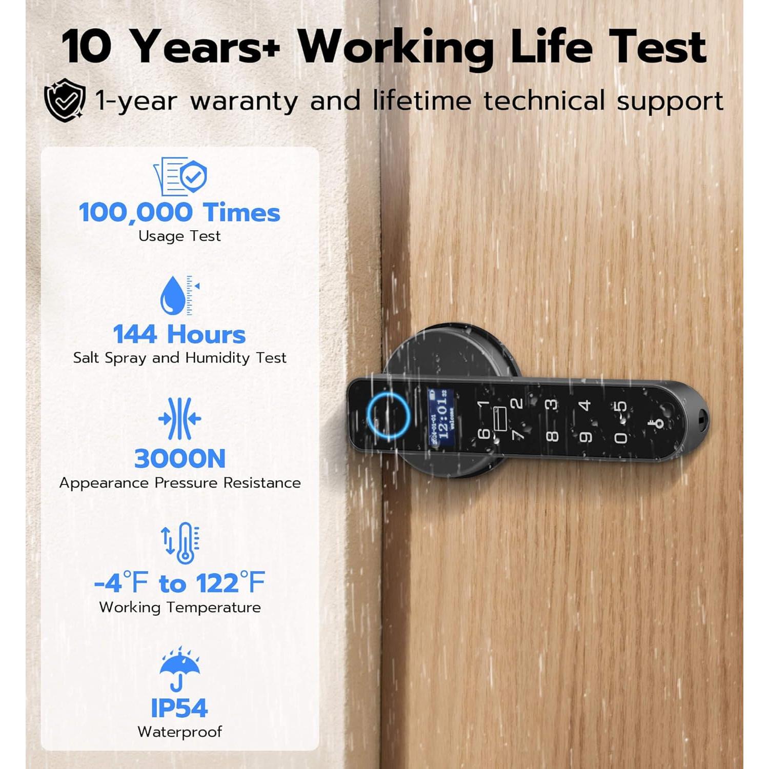 Cerradura Inteligente Anweller H1 con Huella Dactilar y Teclado - Negro