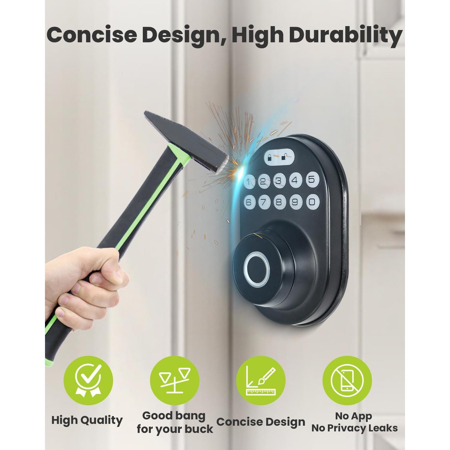 Cerradura Inteligente MENDOCK UF03 Biométrica Teclado Negro