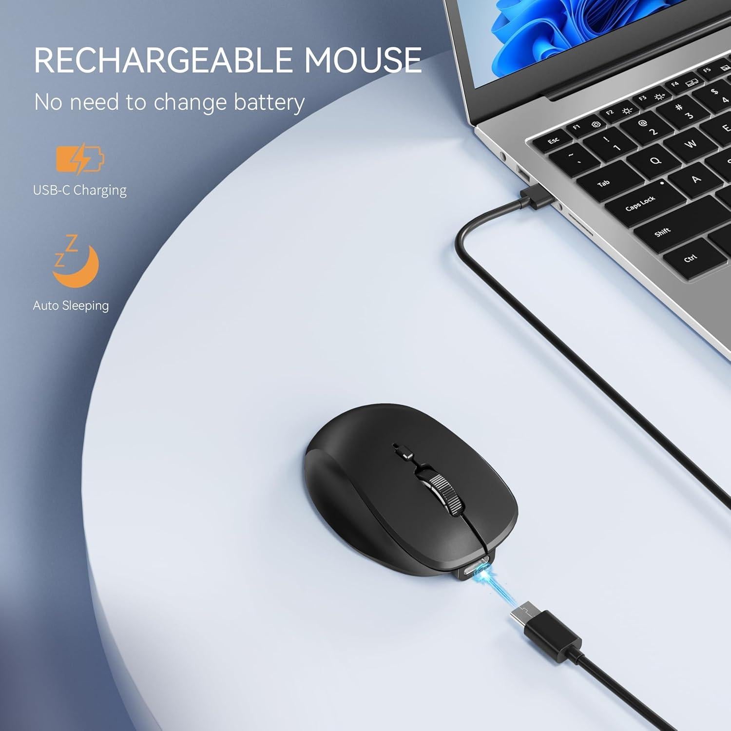 Ratón Inalámbrico Uiosmuph Mini Recargable Bluetooth Negro