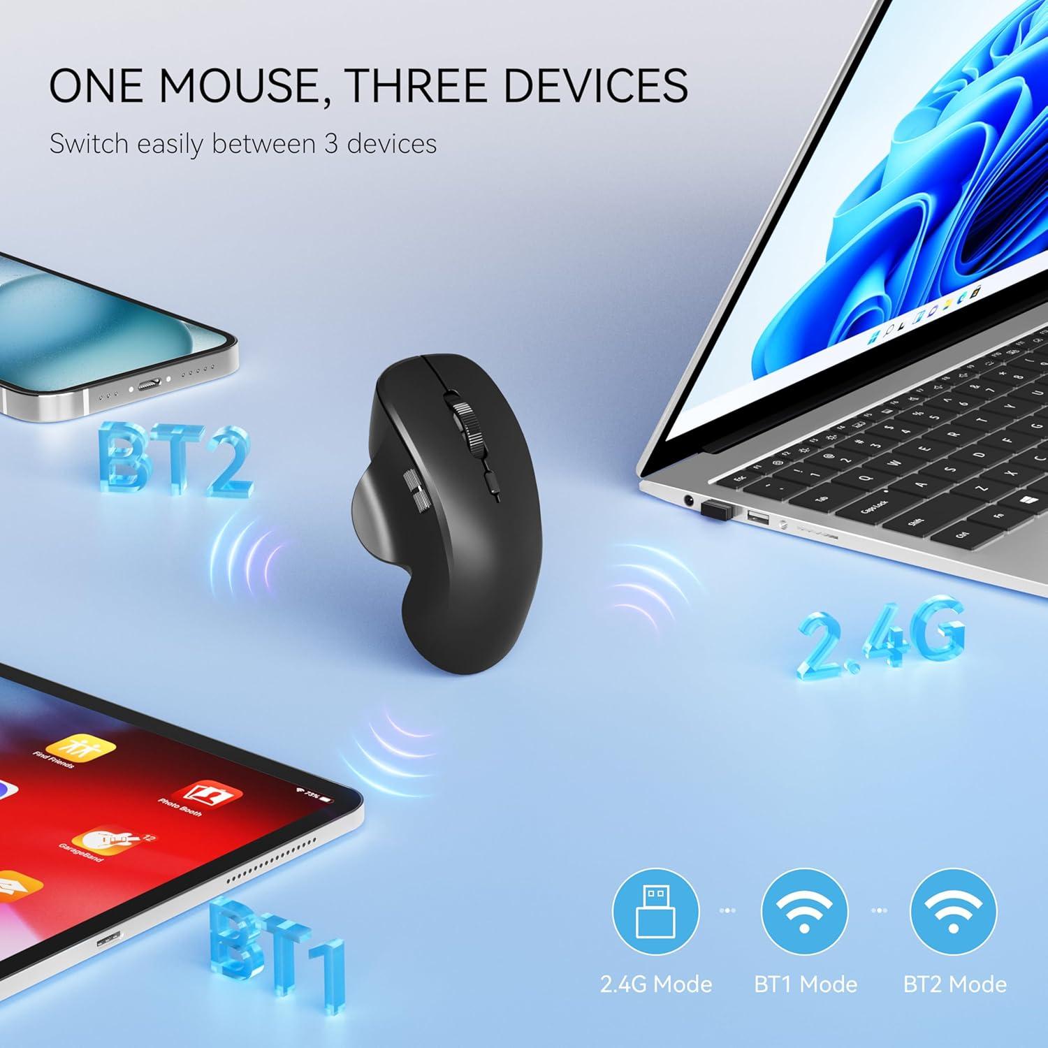 Ratón Inalámbrico Uiosmuph Mini Recargable Bluetooth Negro