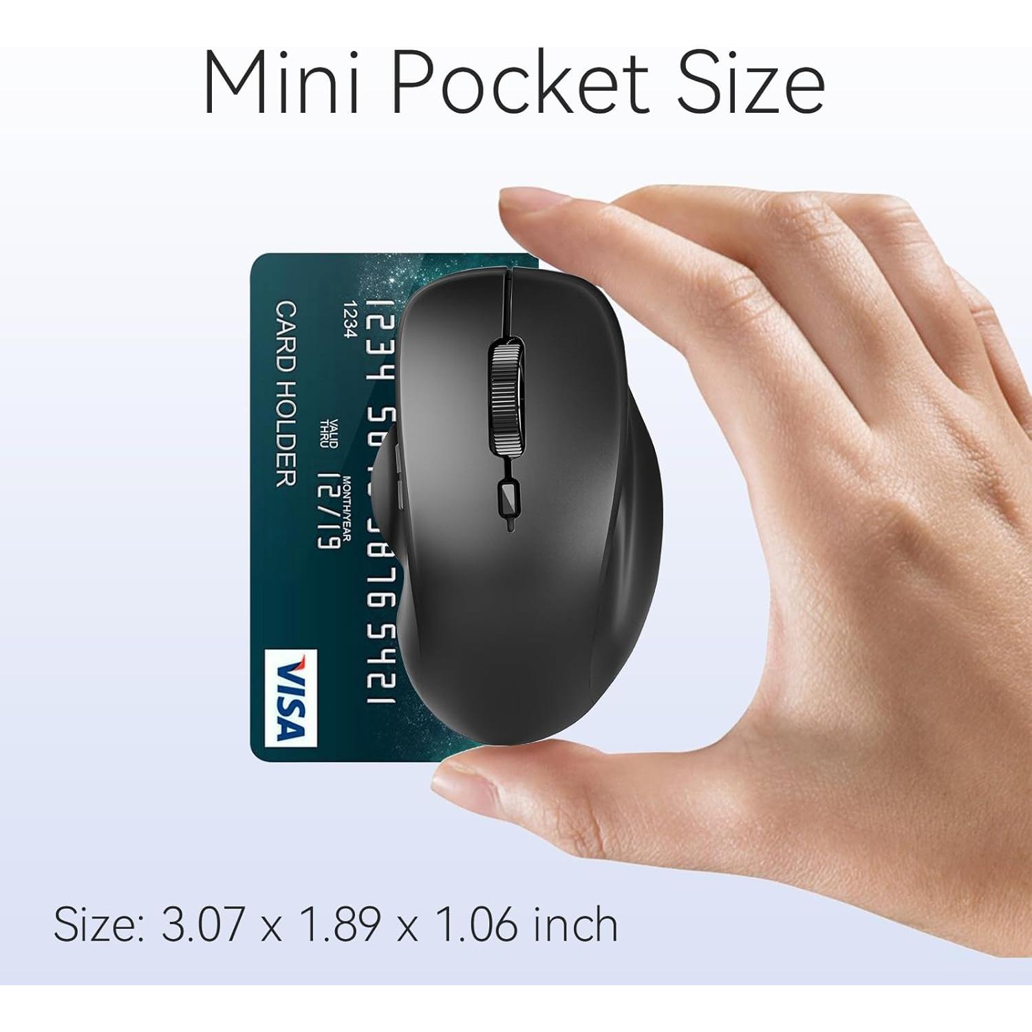 Ratón Inalámbrico Uiosmuph Mini Recargable Bluetooth Negro