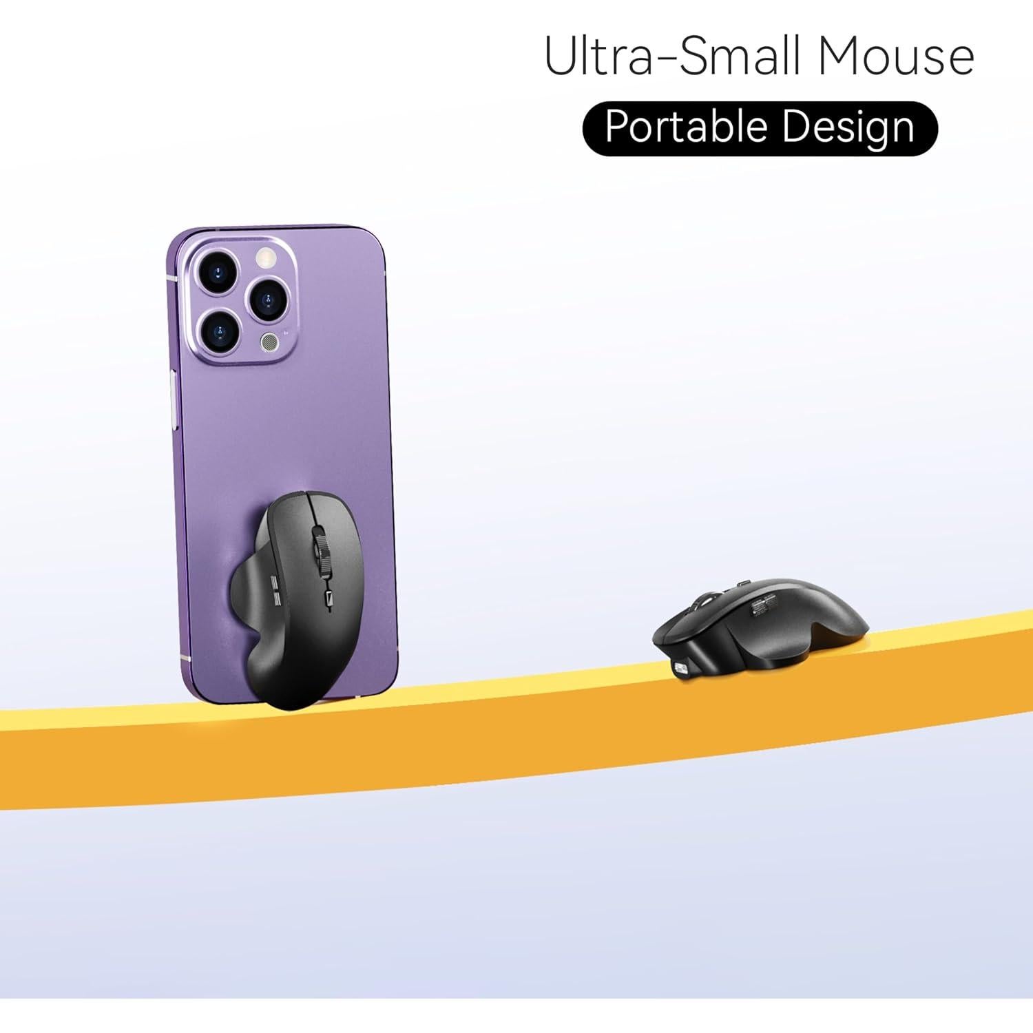 Ratón Inalámbrico Uiosmuph Mini Recargable Bluetooth Negro