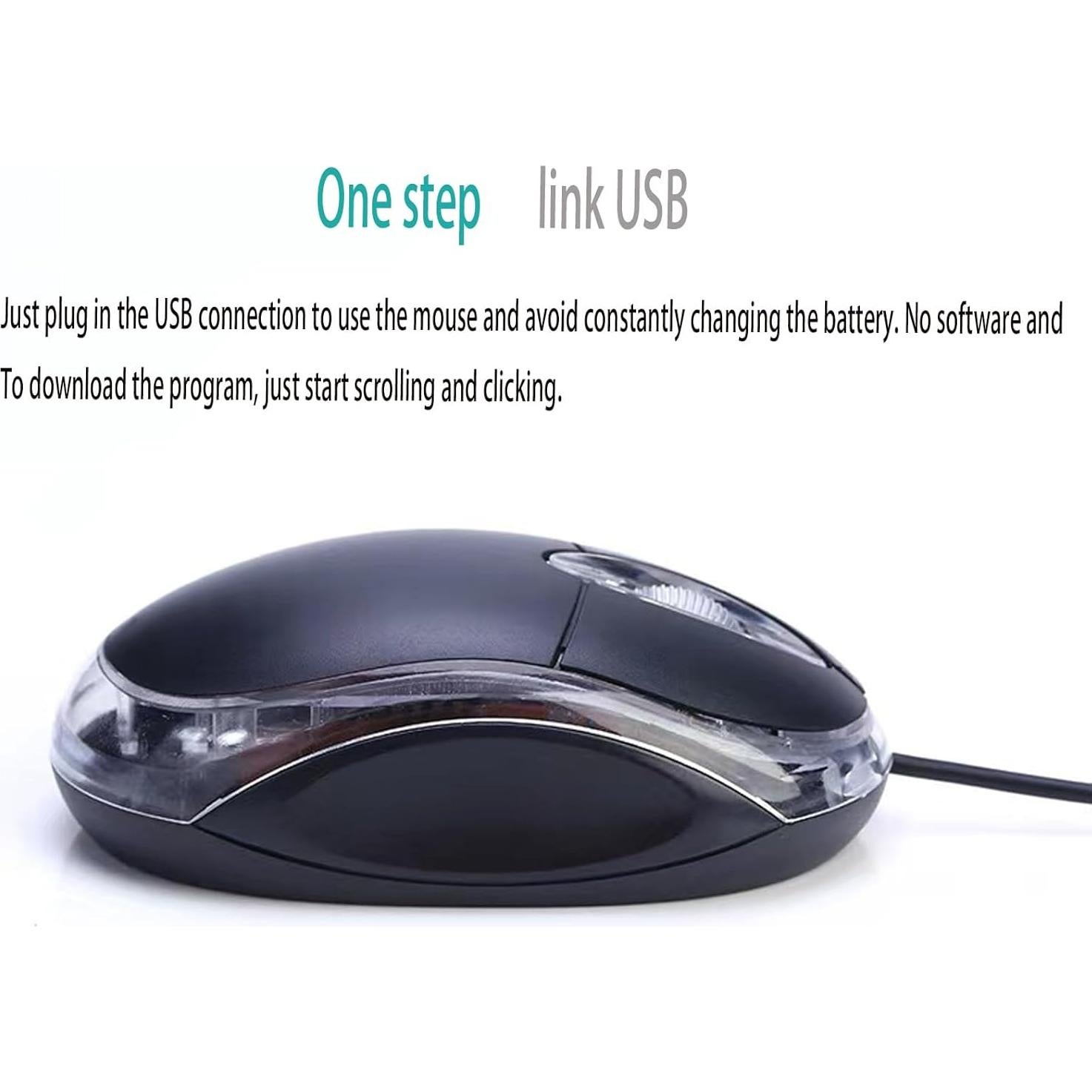 Ratón Óptico Mini Con Cable Guiheng USB Ergonómico Negro