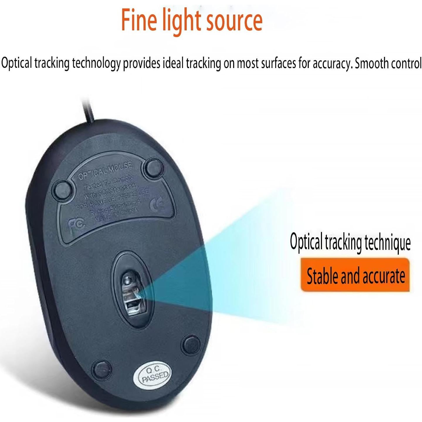 Ratón Óptico Mini Con Cable Guiheng USB Ergonómico Negro